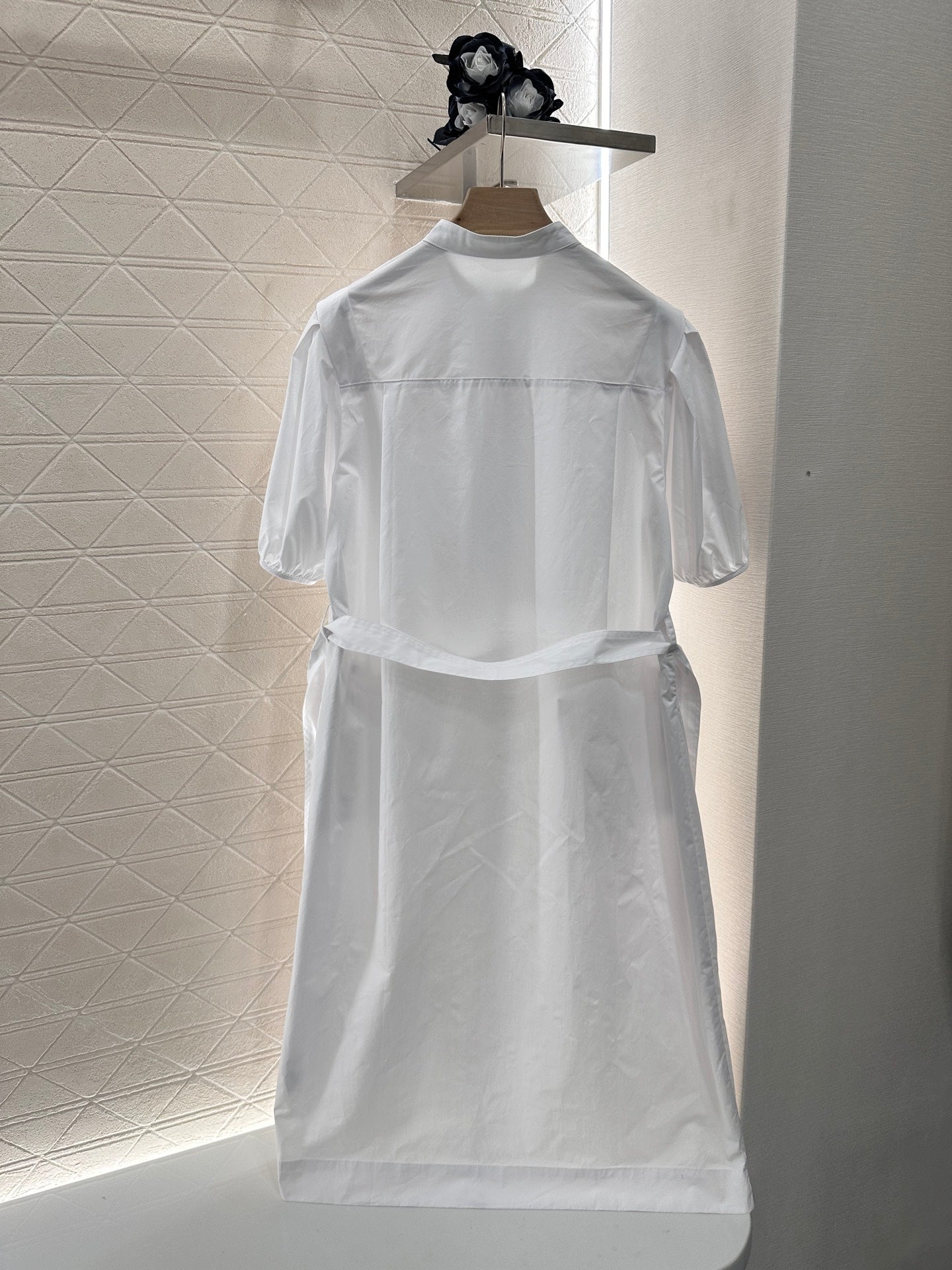 2025 Summer New Round Neck Button Belt Dress