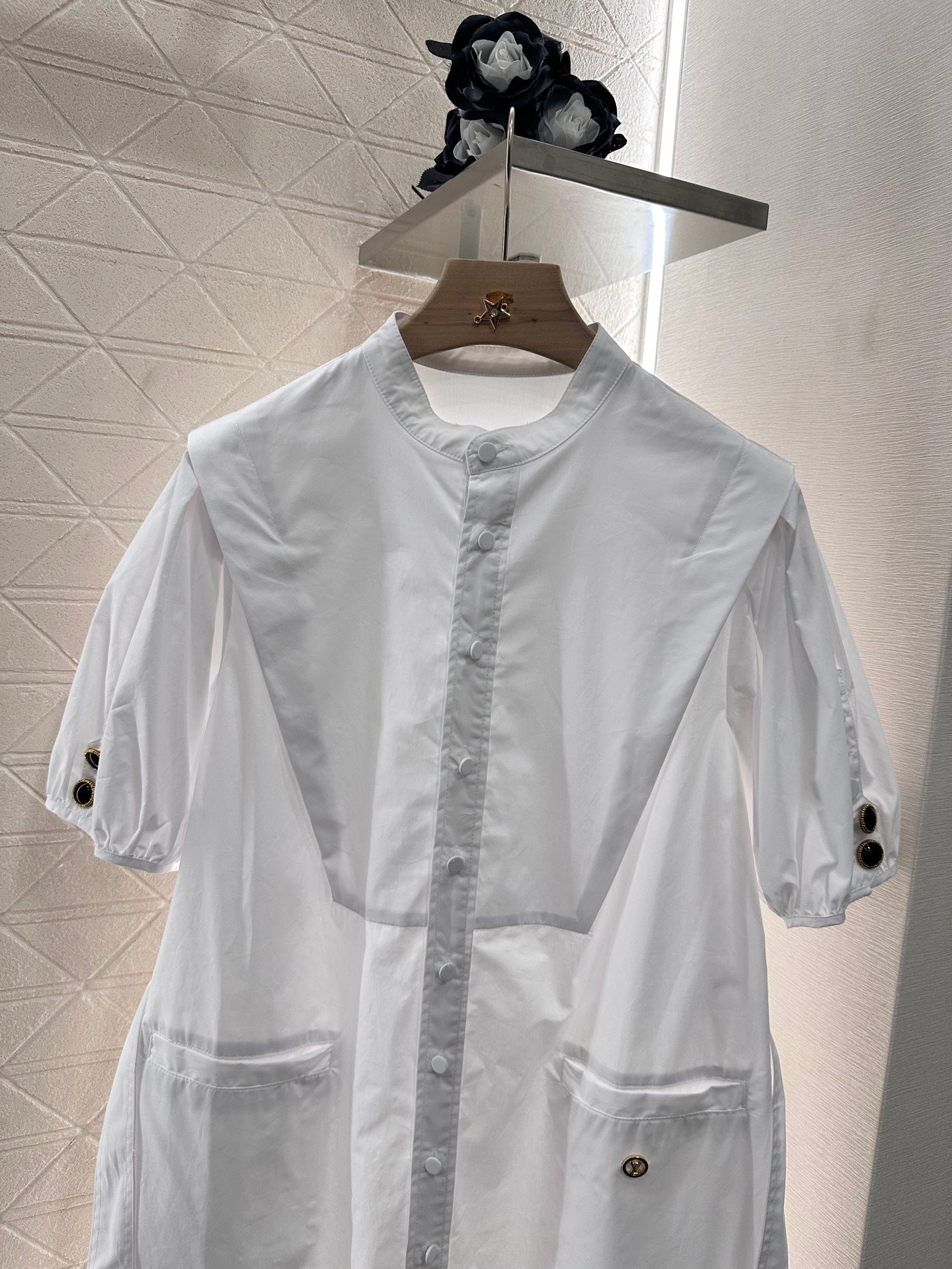 2025 Summer New Round Neck Button Belt Dress