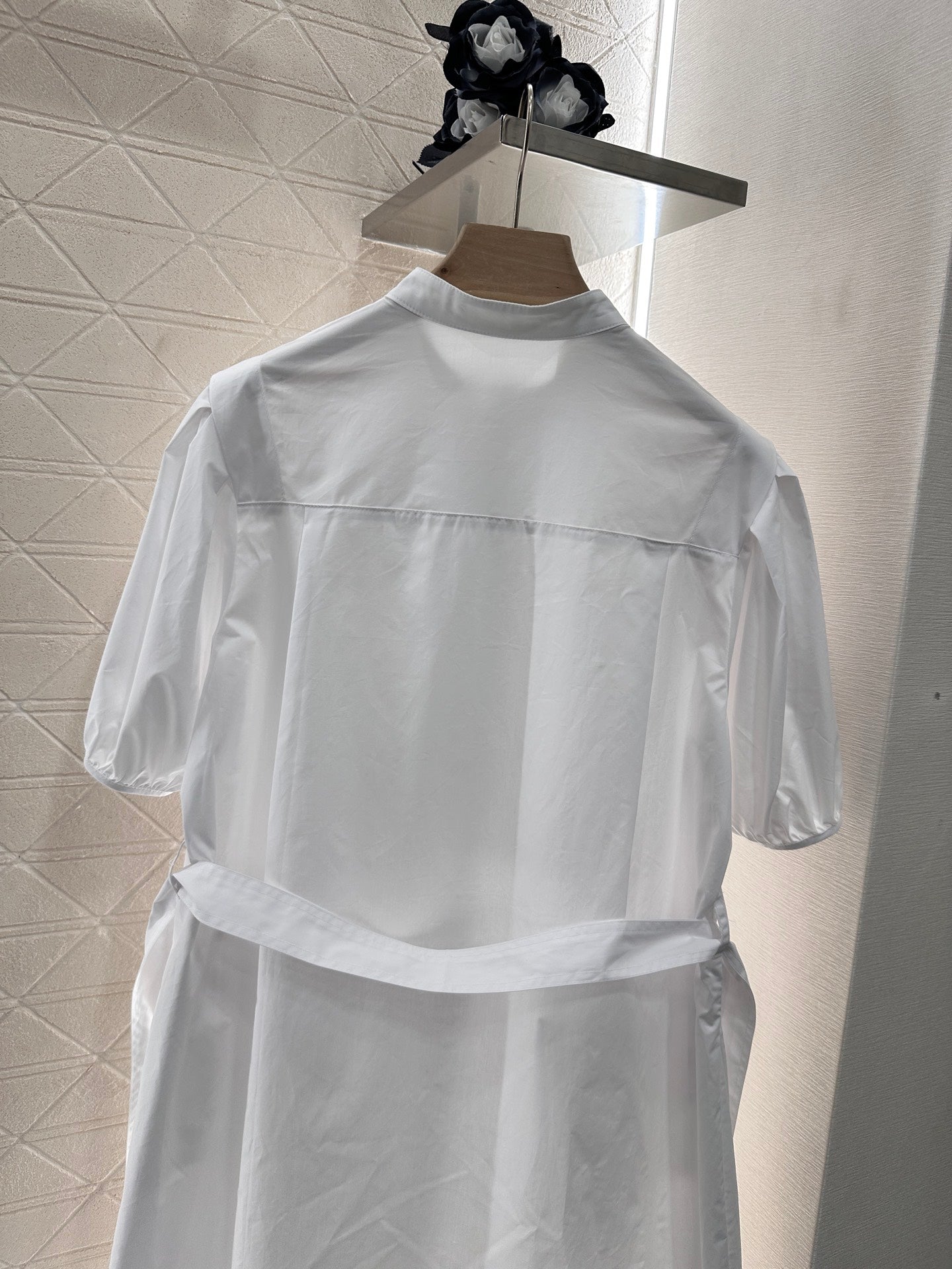 2025 Summer New Round Neck Button Belt Dress