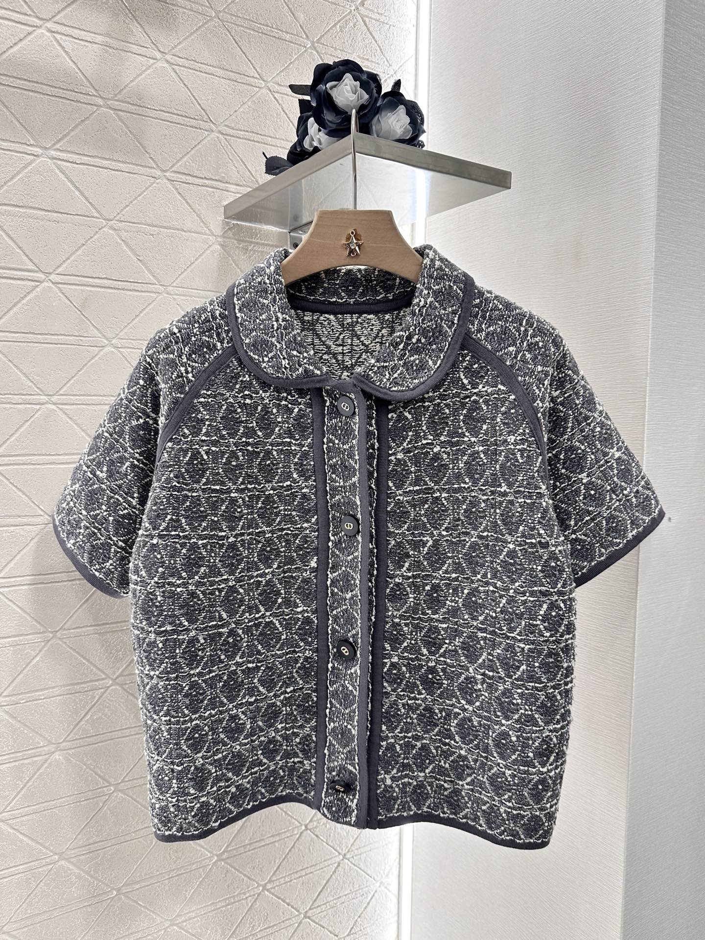 2025 Summer New Raglan Knitted Short Sleeve Cardigan