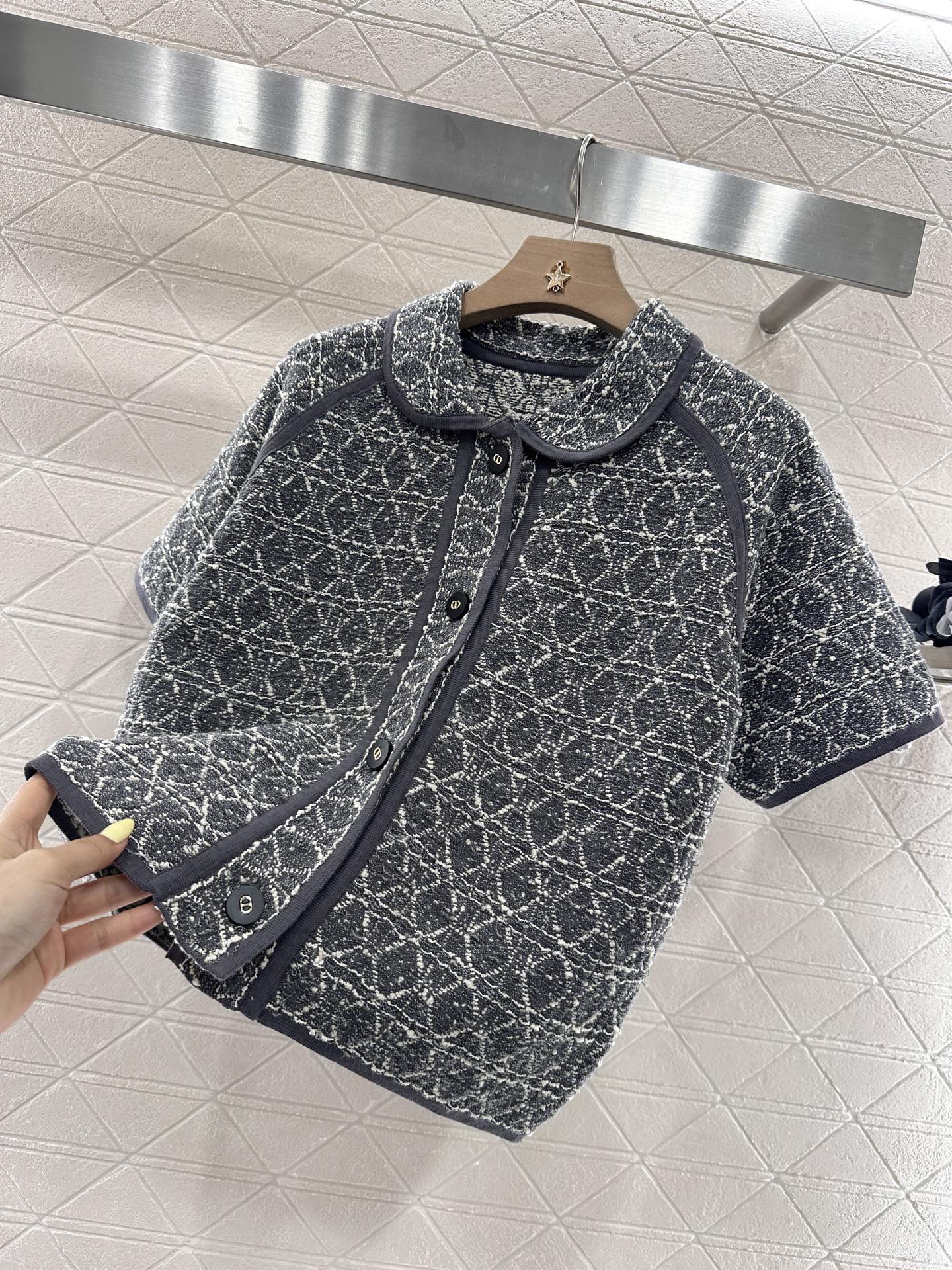 2025 Summer New Raglan Knitted Short Sleeve Cardigan