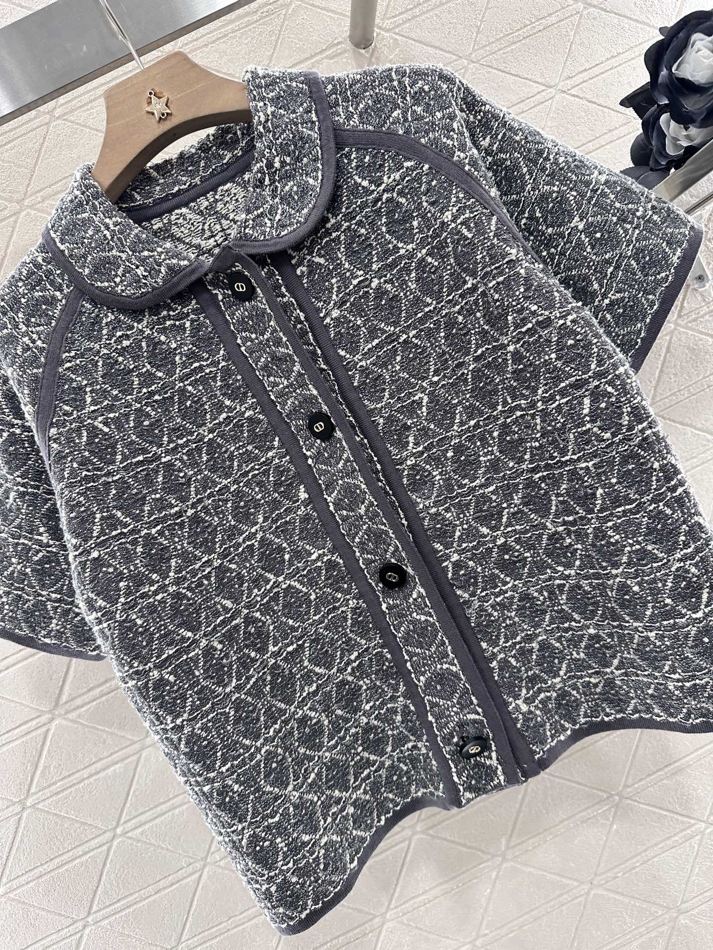 2025 Summer New Raglan Knitted Short Sleeve Cardigan