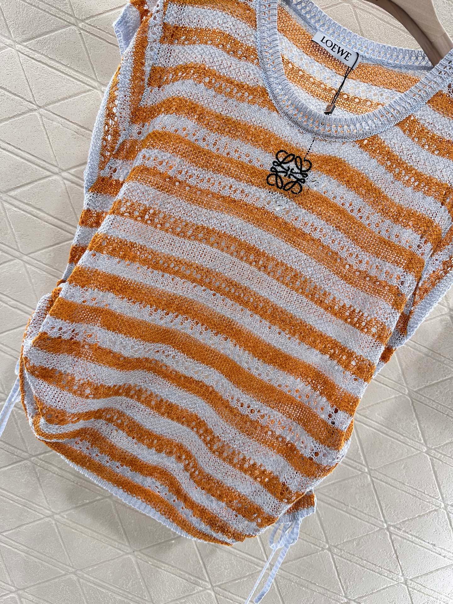 2025 Summer New Totem Embroidery Hollow Knitted Short Sleeves