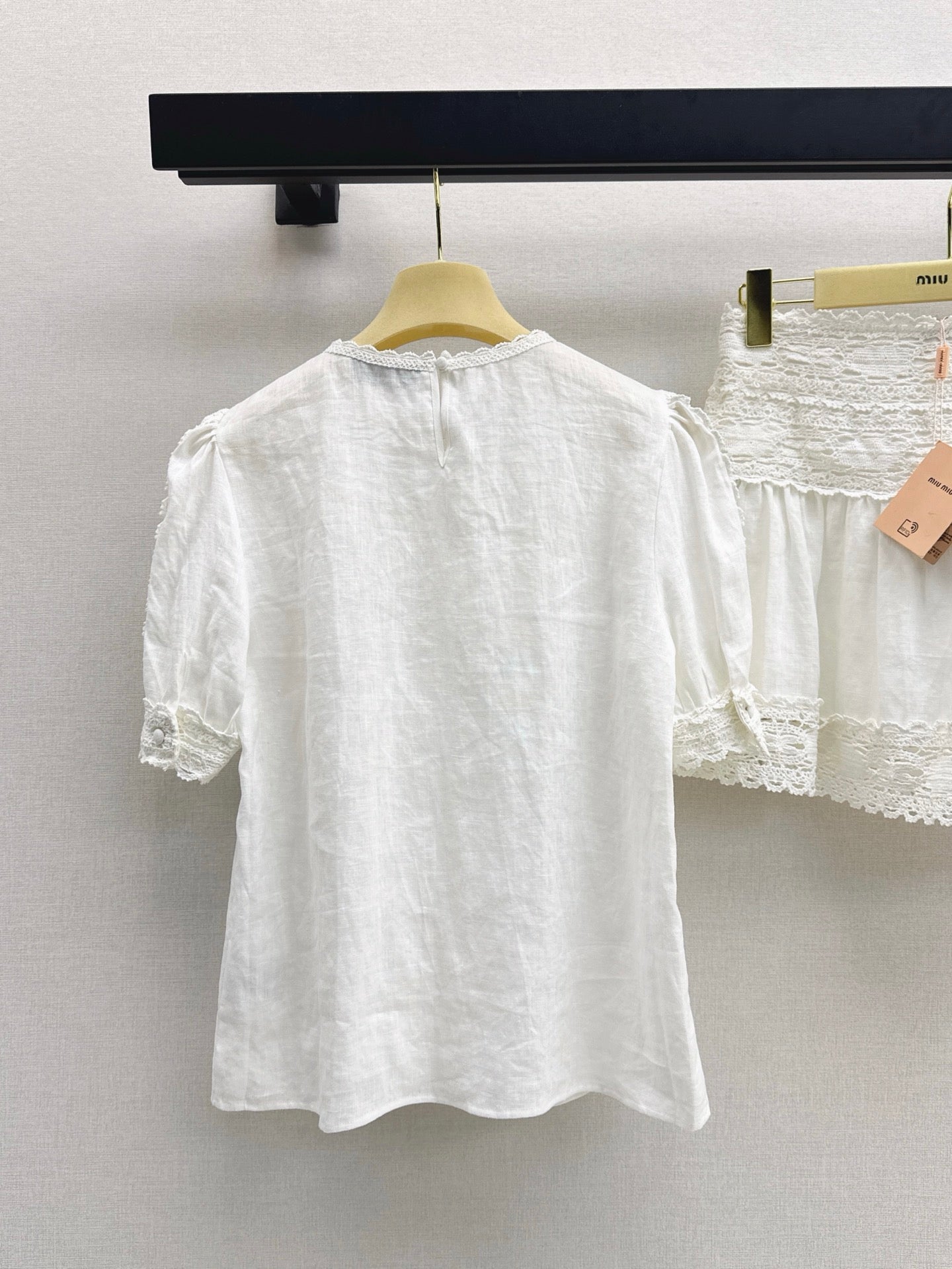 25Ss Spring and Summer Latest French Round Neck Linen Short Sleeve Shirt Suit
