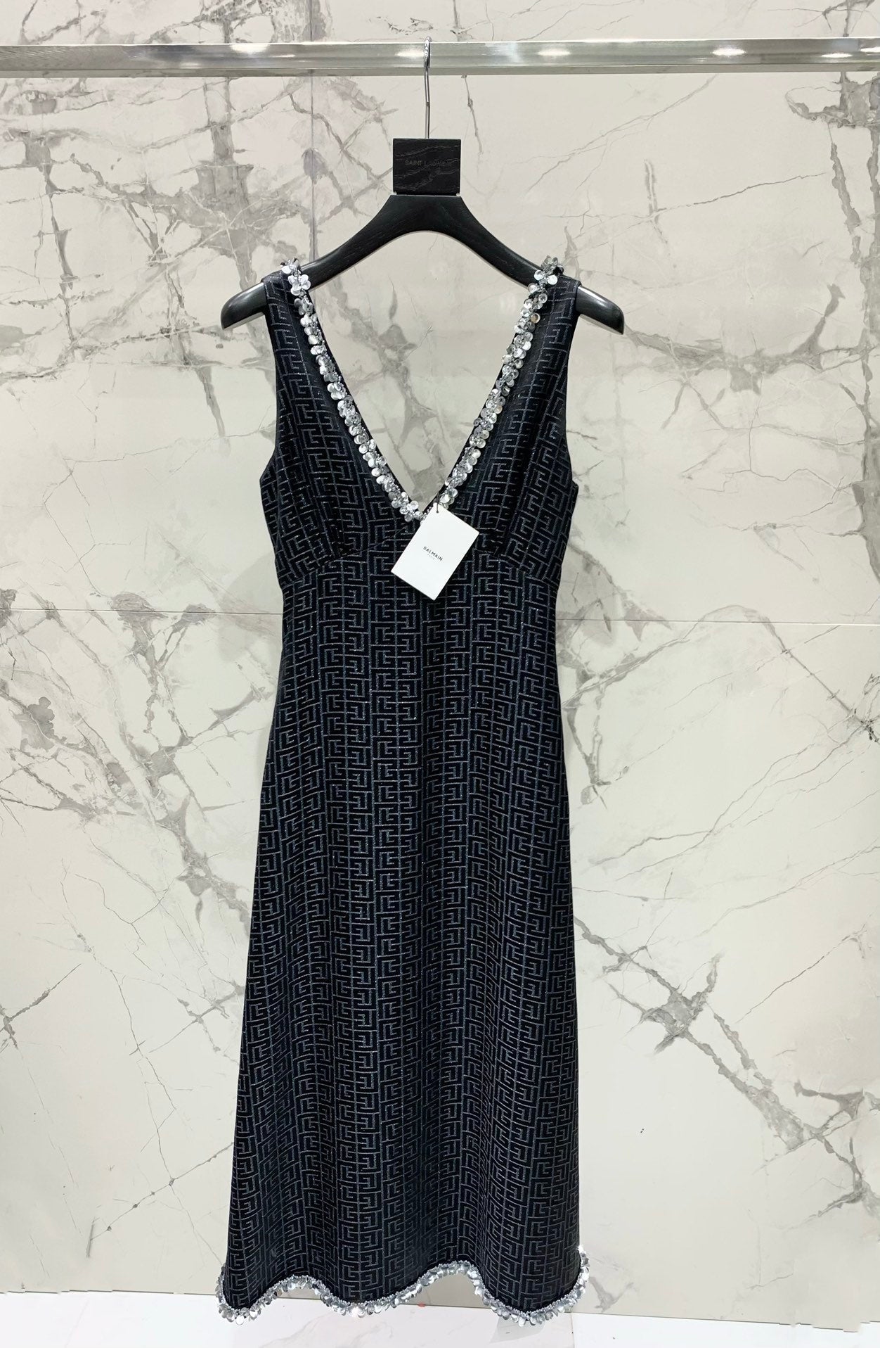 25 Summer new acetate maze bright silk fixed bead dress holiday dress