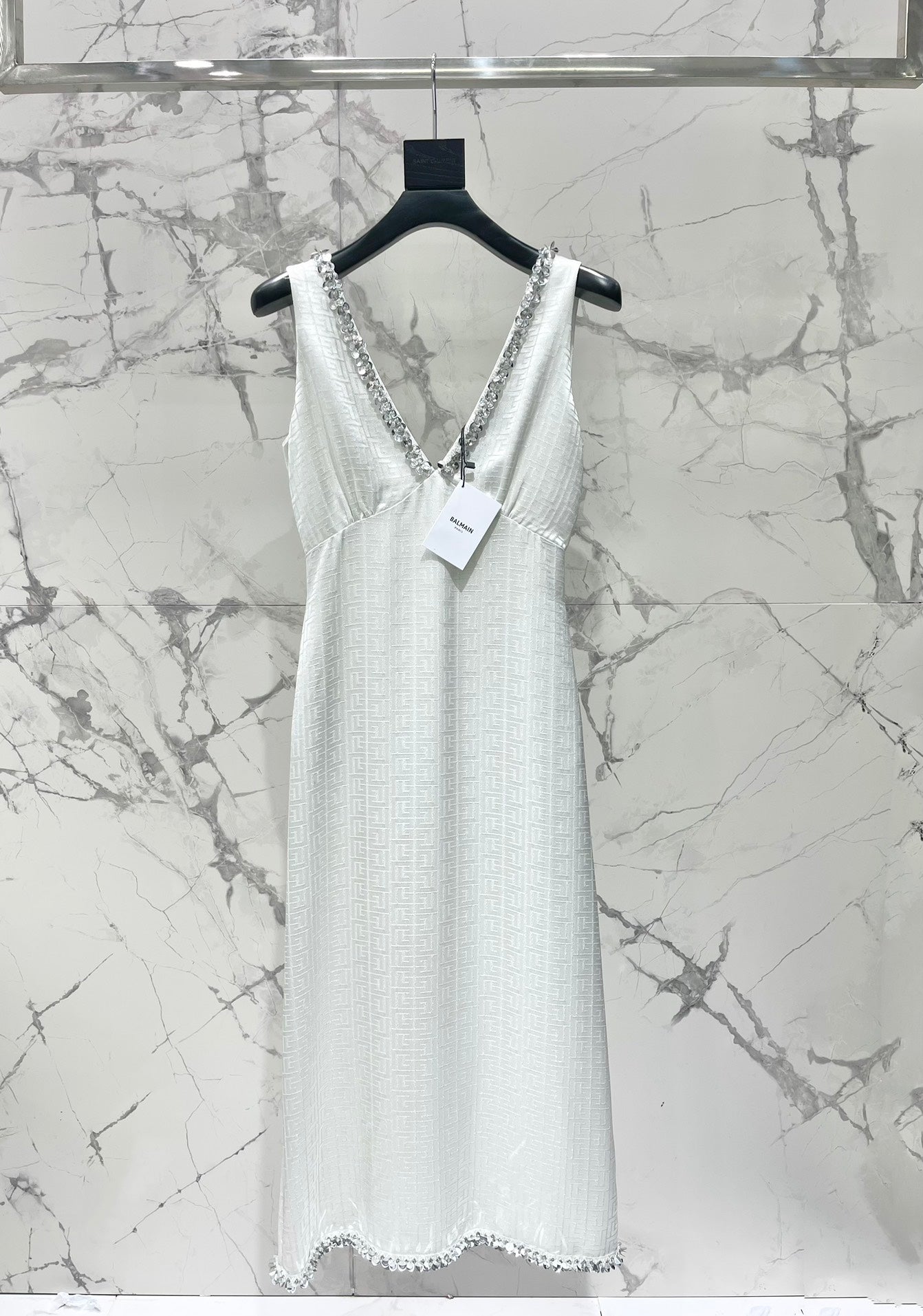 25 Summer new acetate maze bright silk fixed bead dress holiday dress
