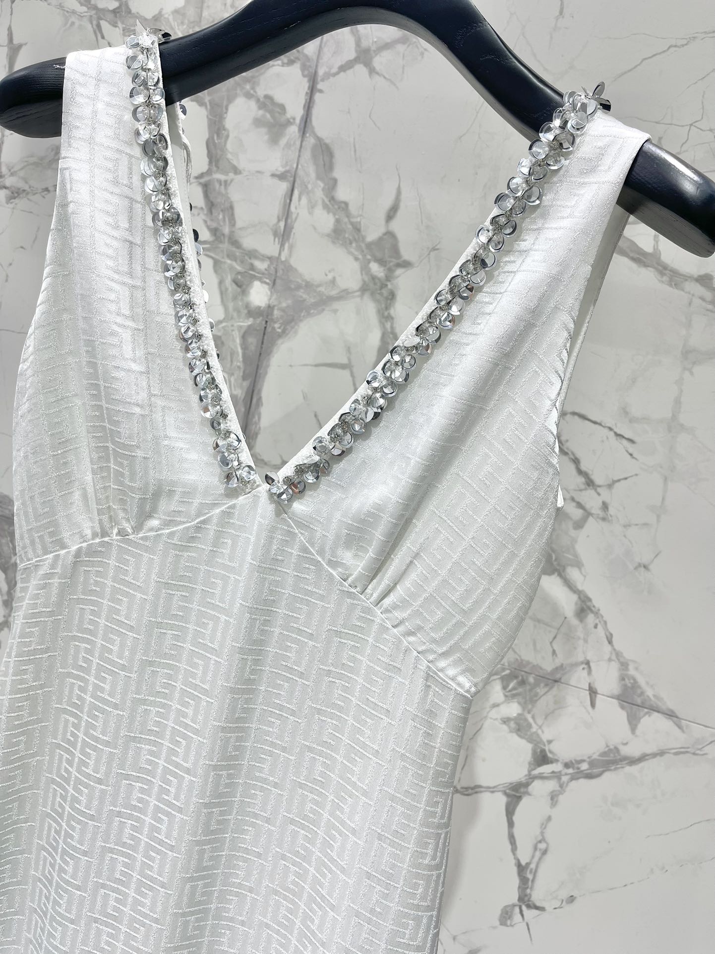 25 Summer new acetate maze bright silk fixed bead dress holiday dress