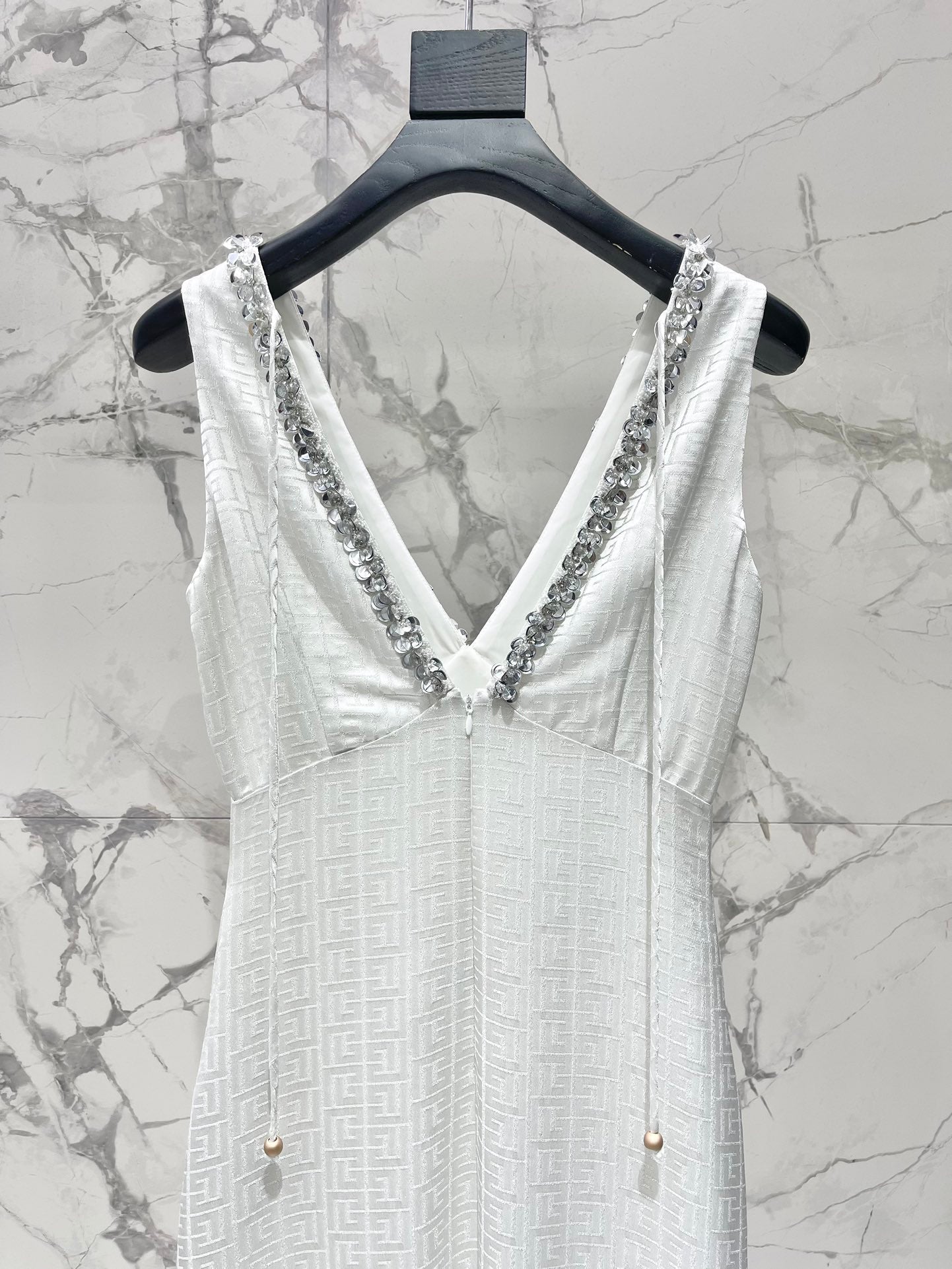 25 Summer new acetate maze bright silk fixed bead dress holiday dress