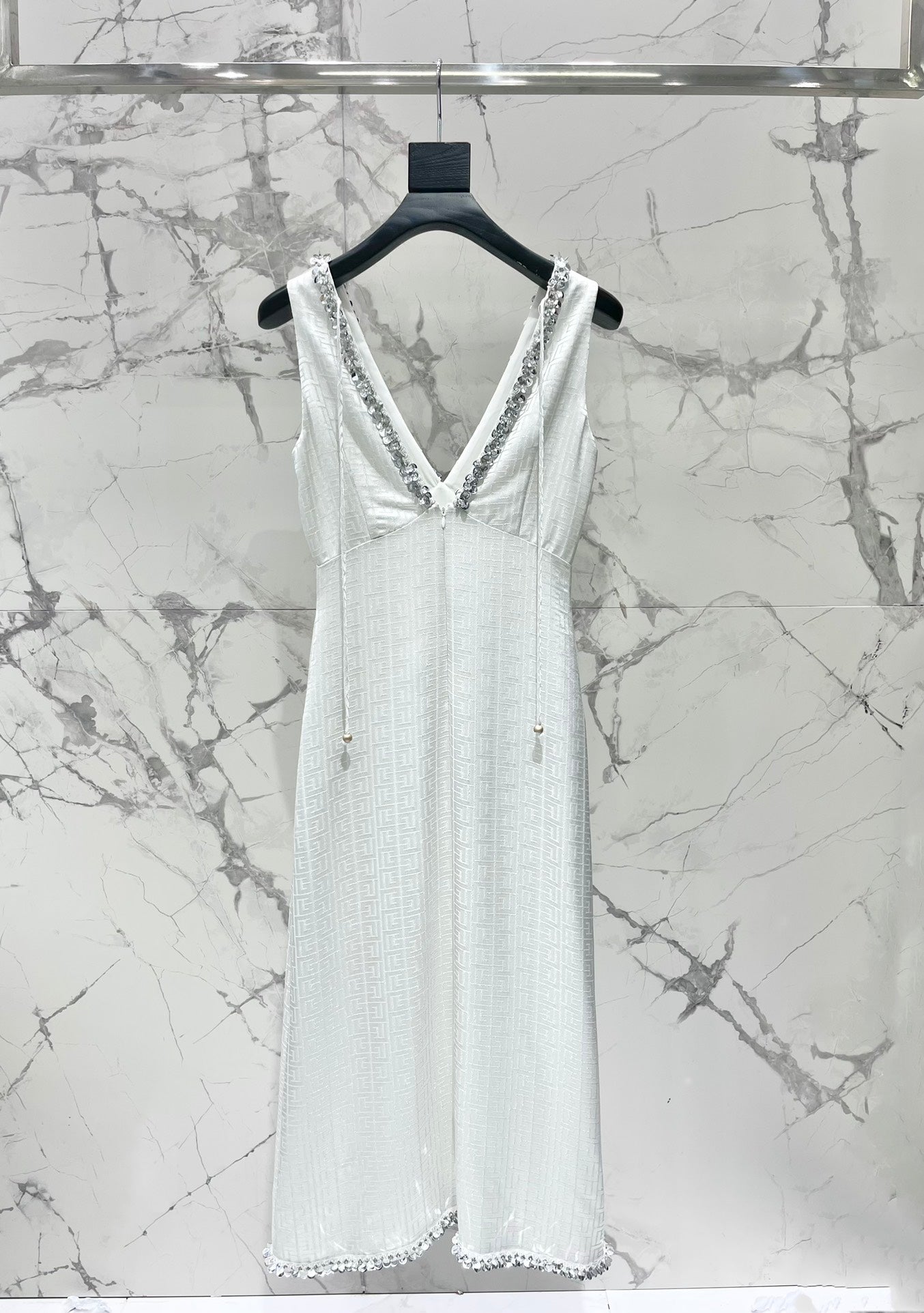 25 Summer new acetate maze bright silk fixed bead dress holiday dress