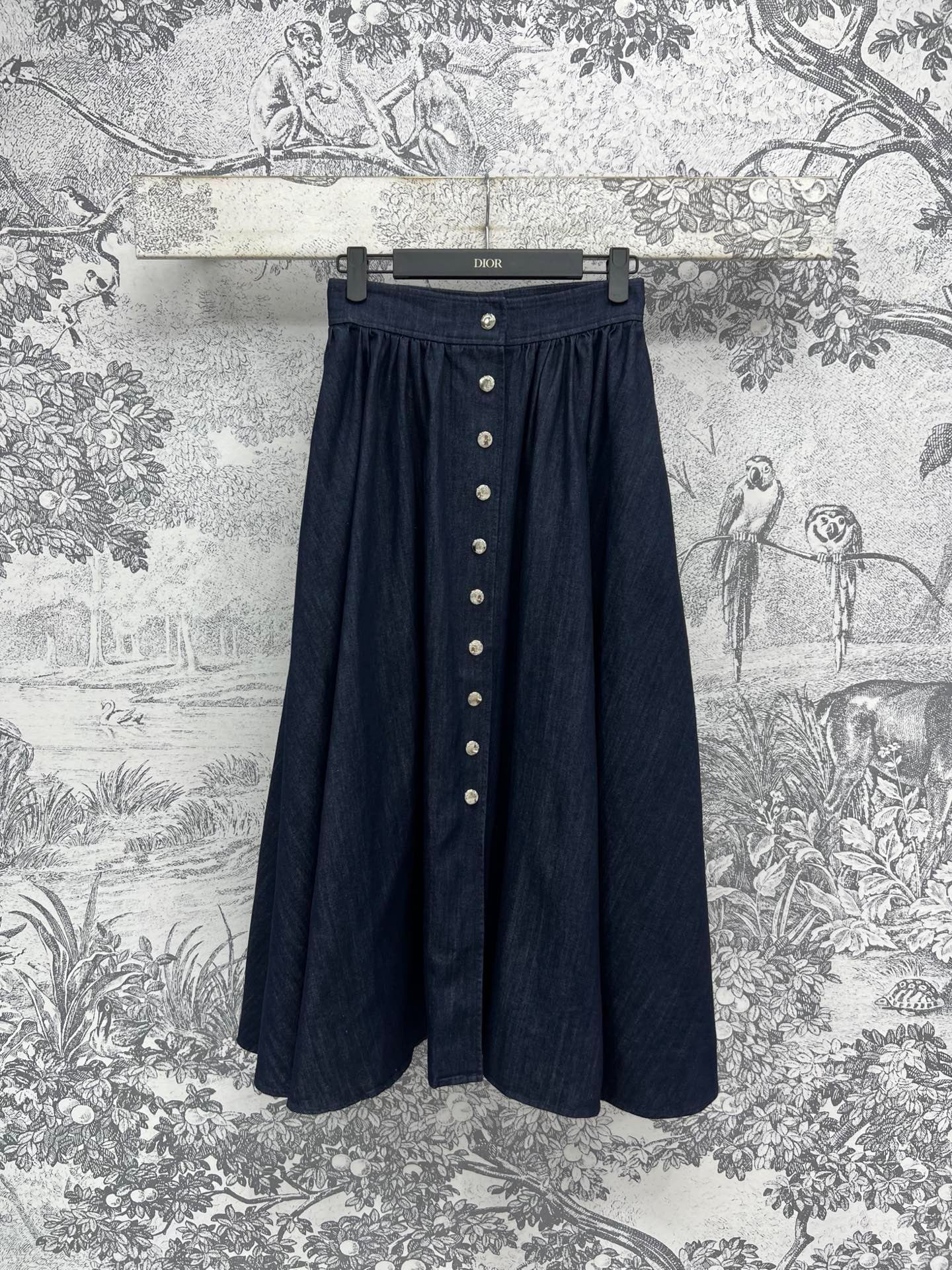 25 Spring and Summer New Denim Letter Jacquard Single-Breasted Skirt