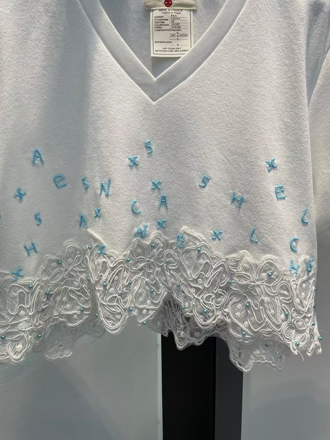 2025 New Antique Style Heavy Handmade Water-soluble Stitching T-shirt
