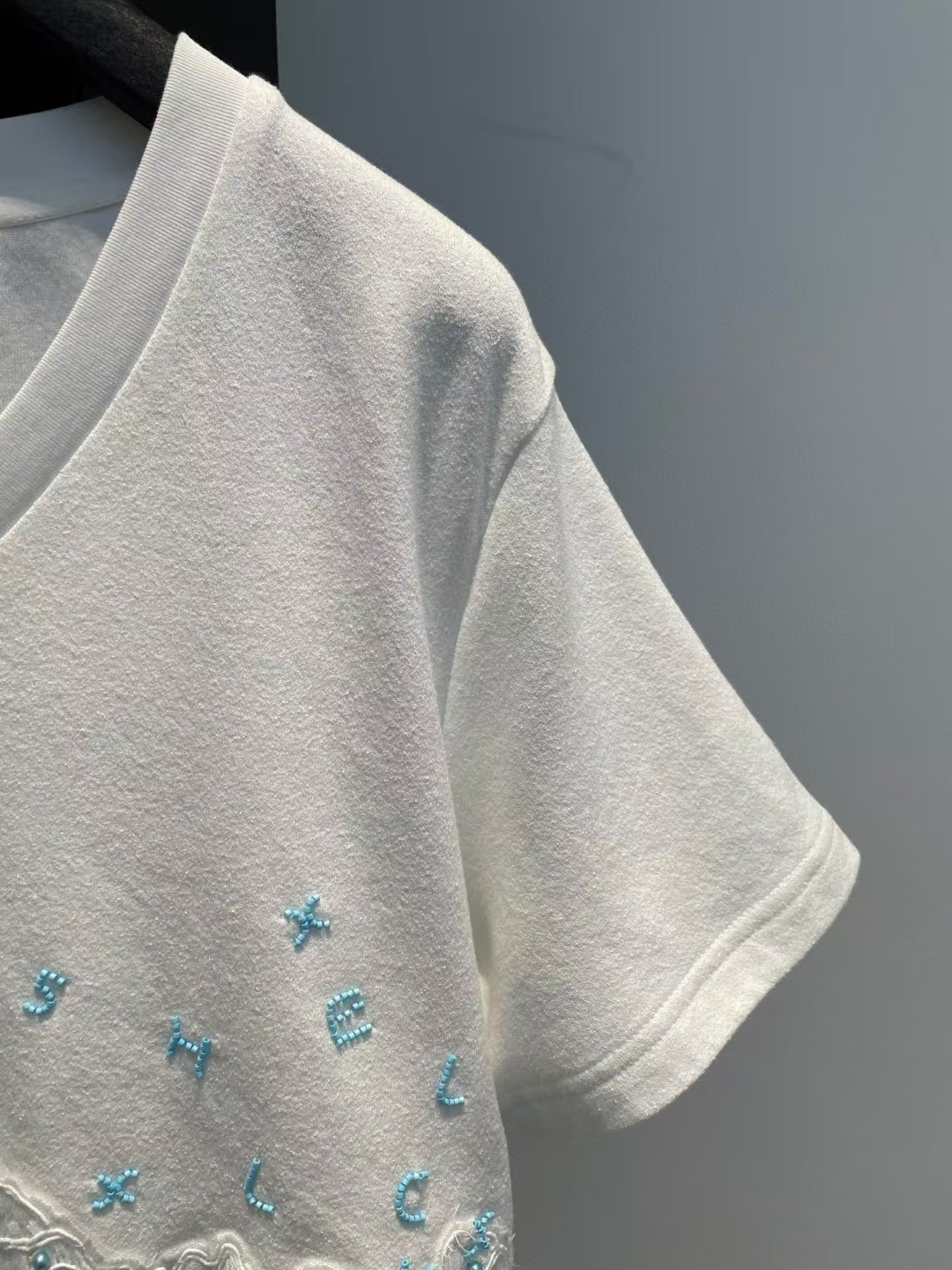 2025 New Antique Style Heavy Handmade Water-soluble Stitching T-shirt