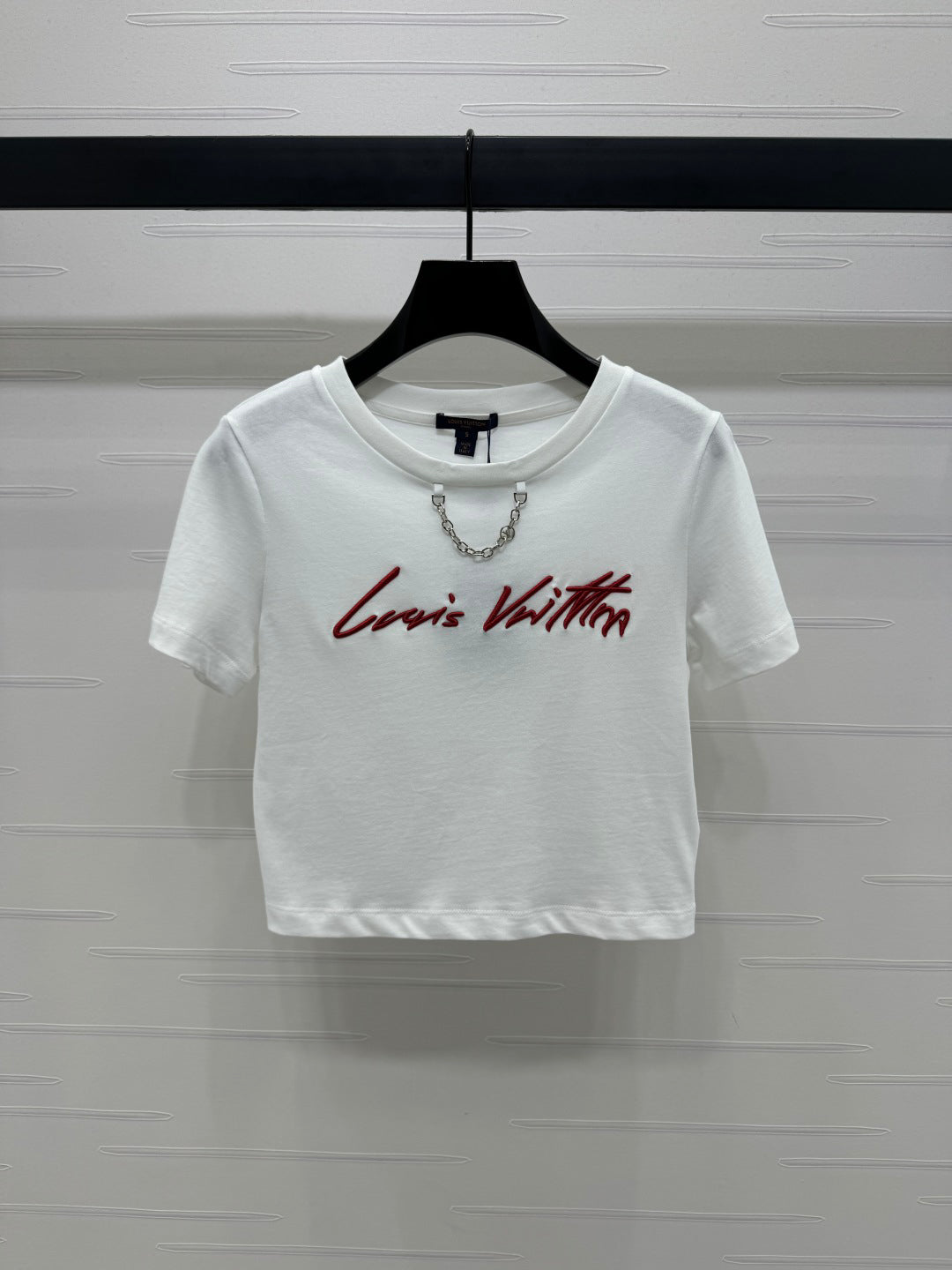 2025 Spring and Summer New Short Embroidered Letter Chain Short Sleeve T-shirt