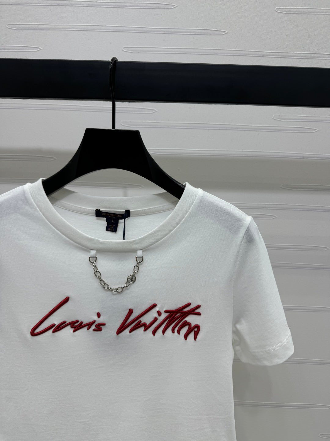 2025 Spring and Summer New Short Embroidered Letter Chain Short Sleeve T-shirt