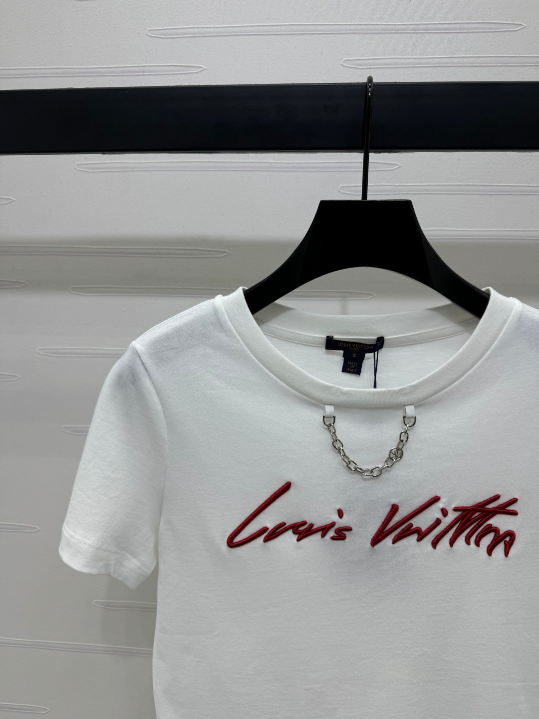 2025 Spring and Summer New Short Embroidered Letter Chain Short Sleeve T-shirt