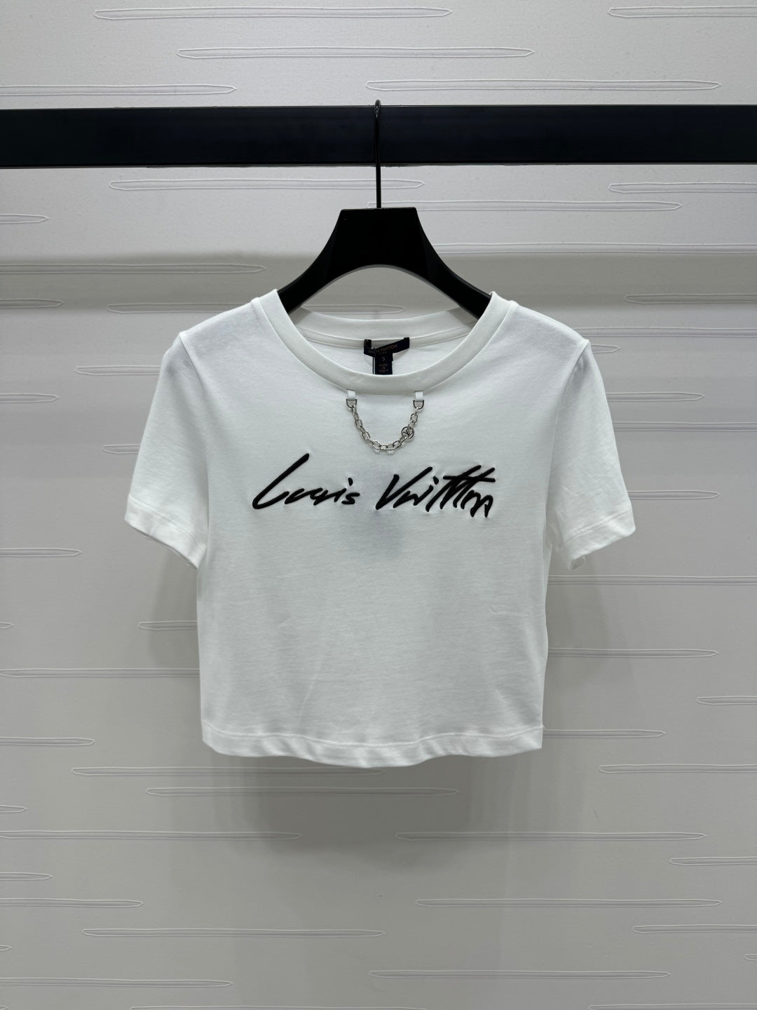2025 Spring and Summer New Short Embroidered Letter Chain Short Sleeve T-shirt