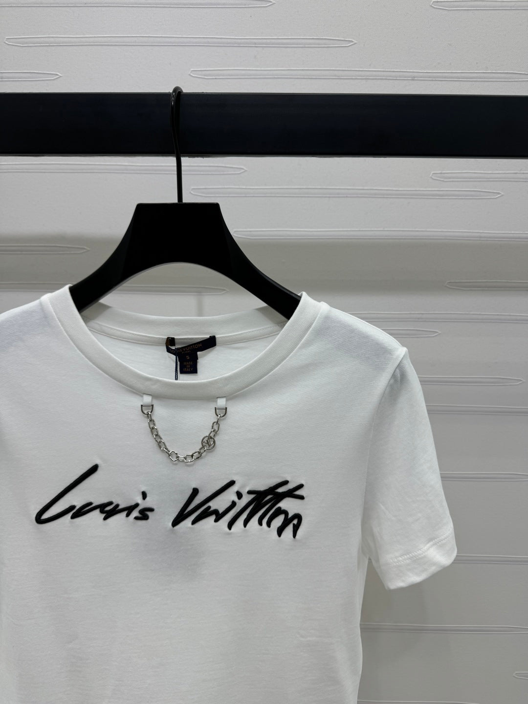 2025 Spring and Summer New Short Embroidered Letter Chain Short Sleeve T-shirt