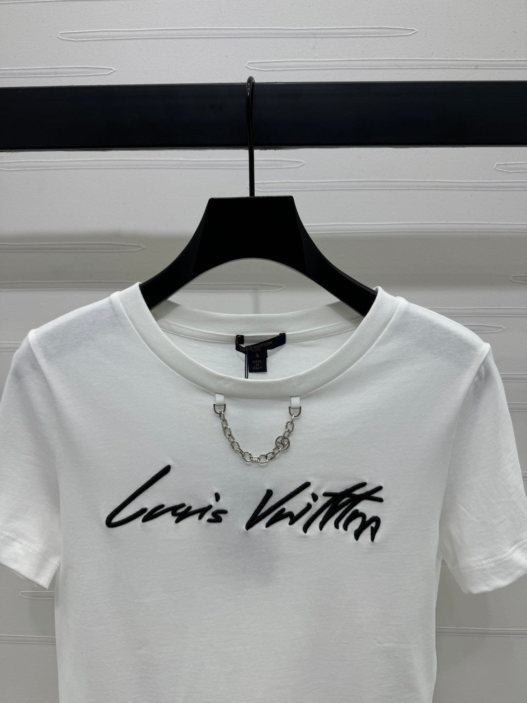 2025 Spring and Summer New Short Embroidered Letter Chain Short Sleeve T-shirt