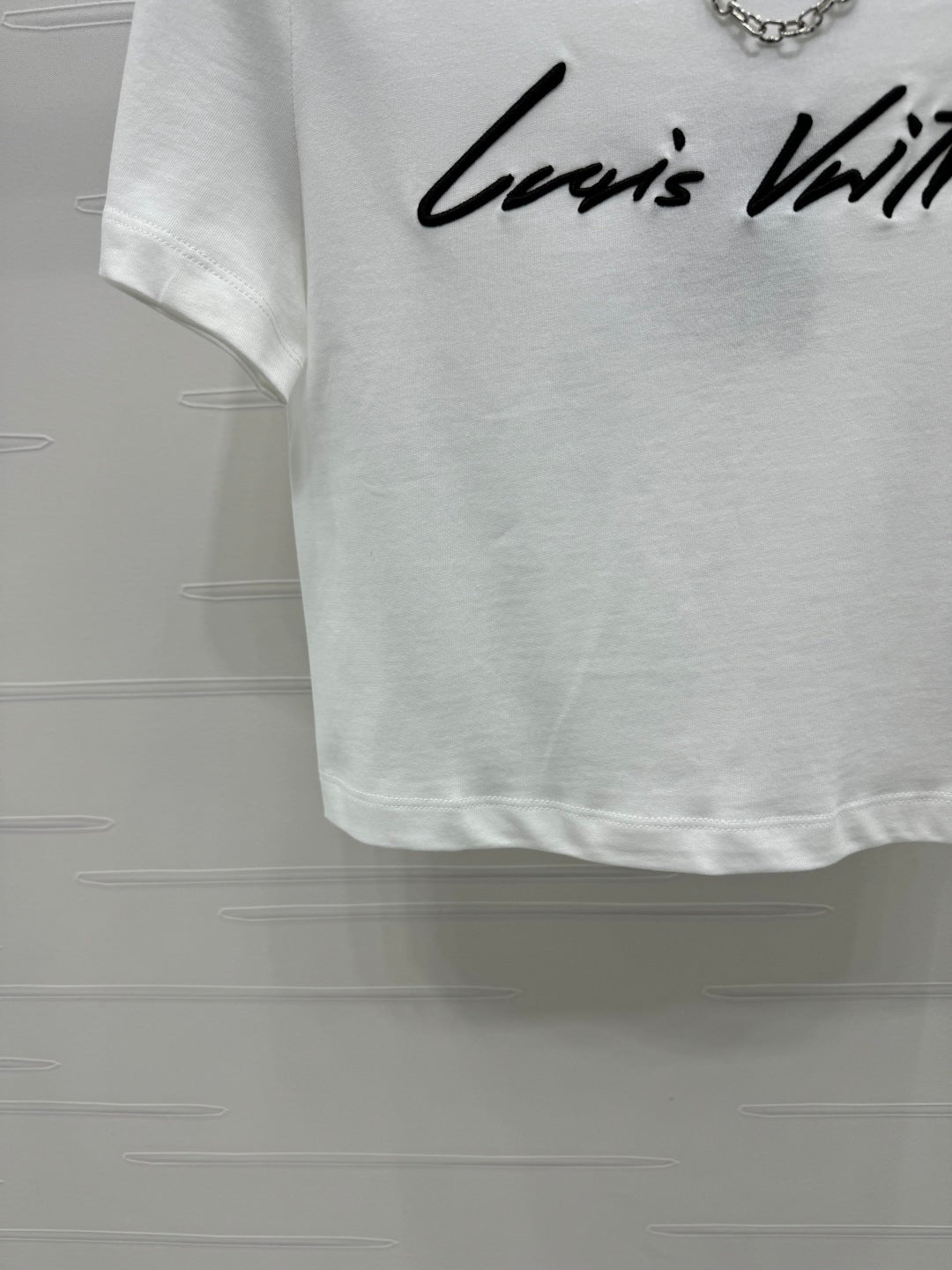 2025 Spring and Summer New Short Embroidered Letter Chain Short Sleeve T-shirt