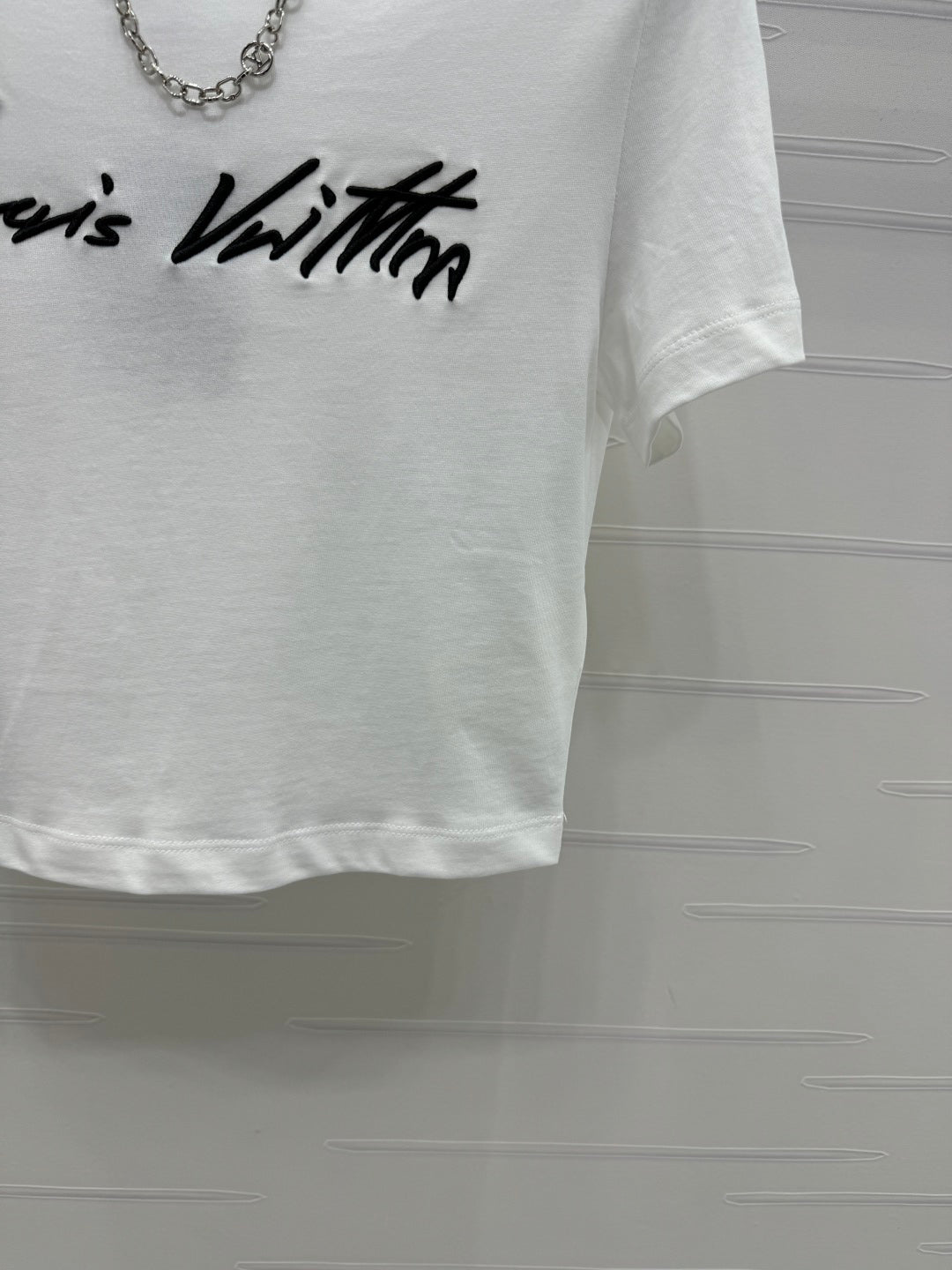 2025 Spring and Summer New Short Embroidered Letter Chain Short Sleeve T-shirt