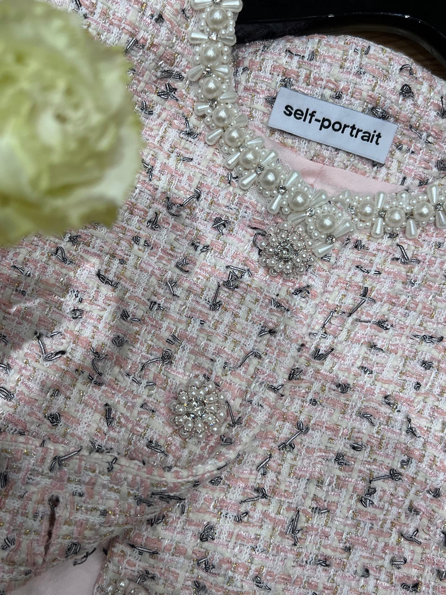 25 Summer new mixed color tweed pearl short suit