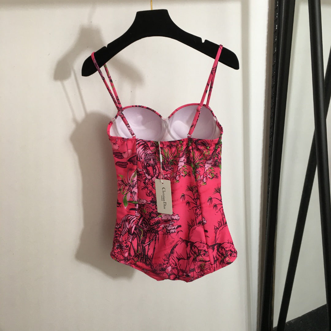 25 Summer new printed tube top suspender swimsuit