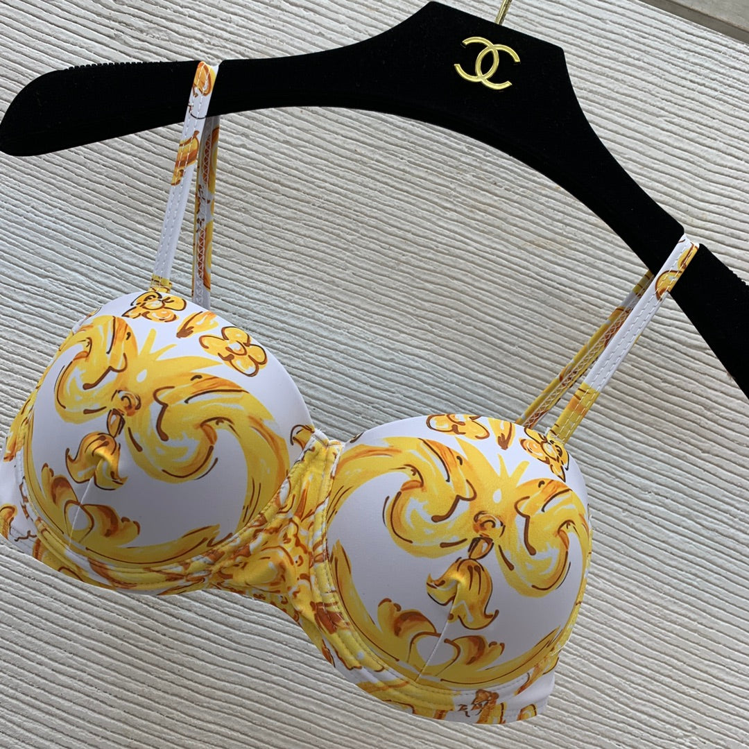 25 Summer new golden retro pattern print swimsuit