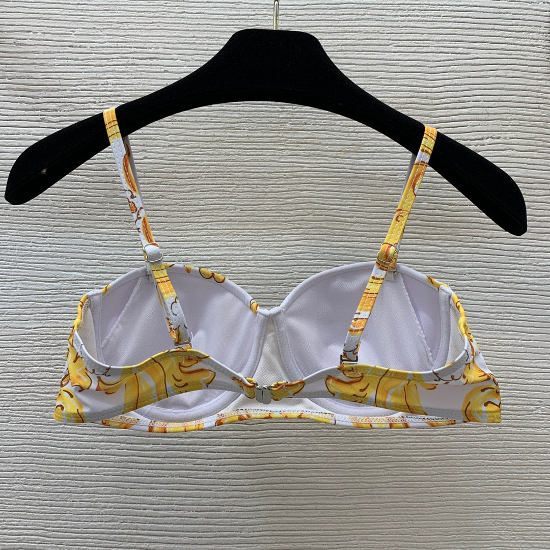 25 Summer new golden retro pattern print swimsuit