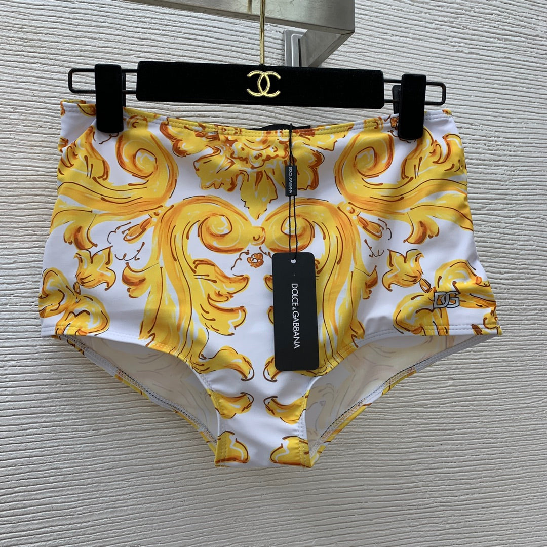 25 Summer new golden retro pattern print swimsuit