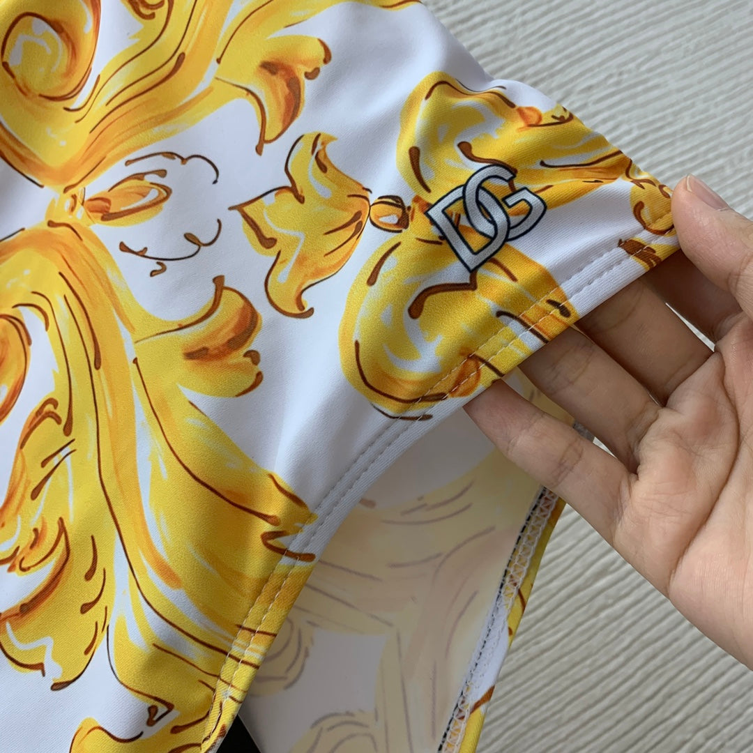 25 Summer new golden retro pattern print swimsuit