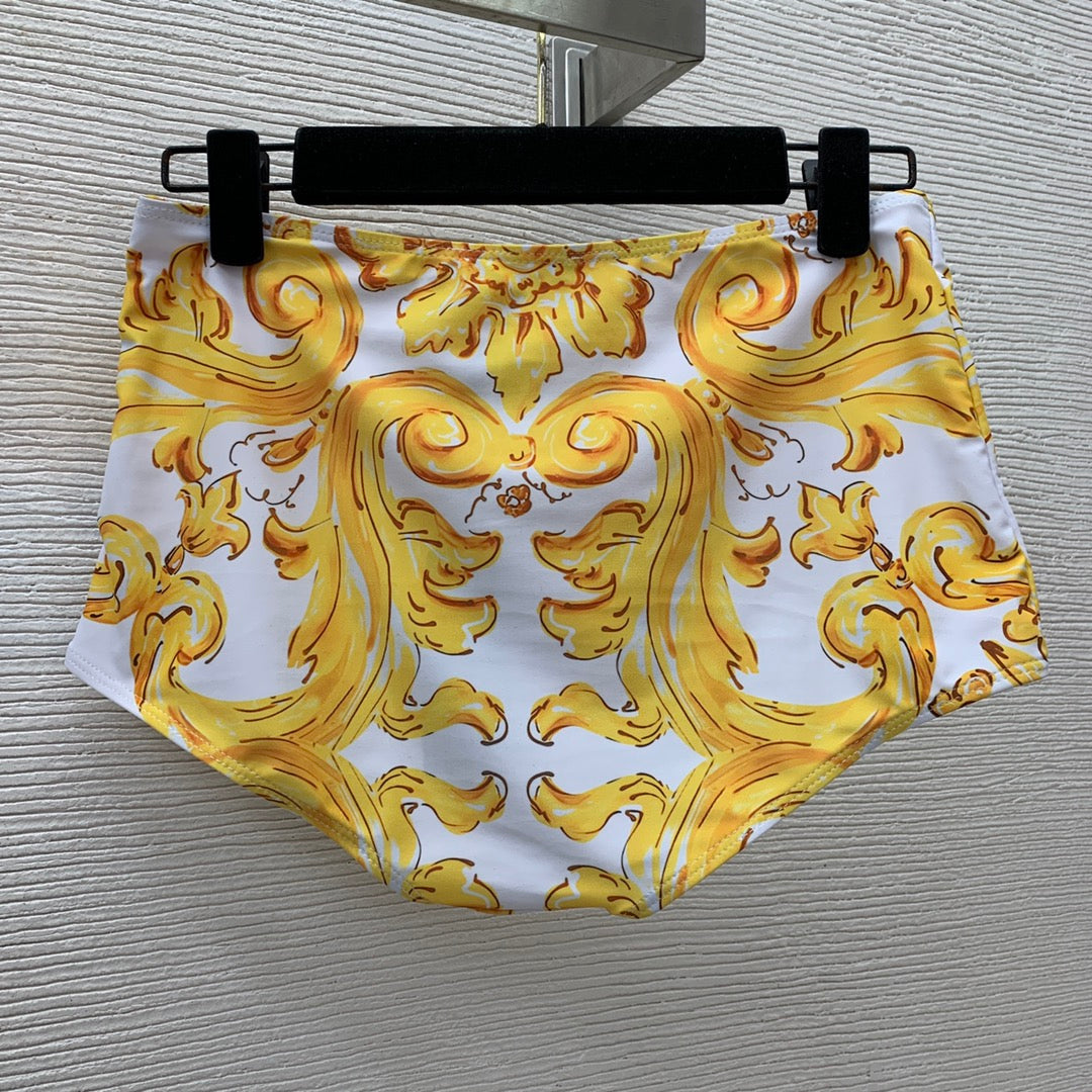 25 Summer new golden retro pattern print swimsuit