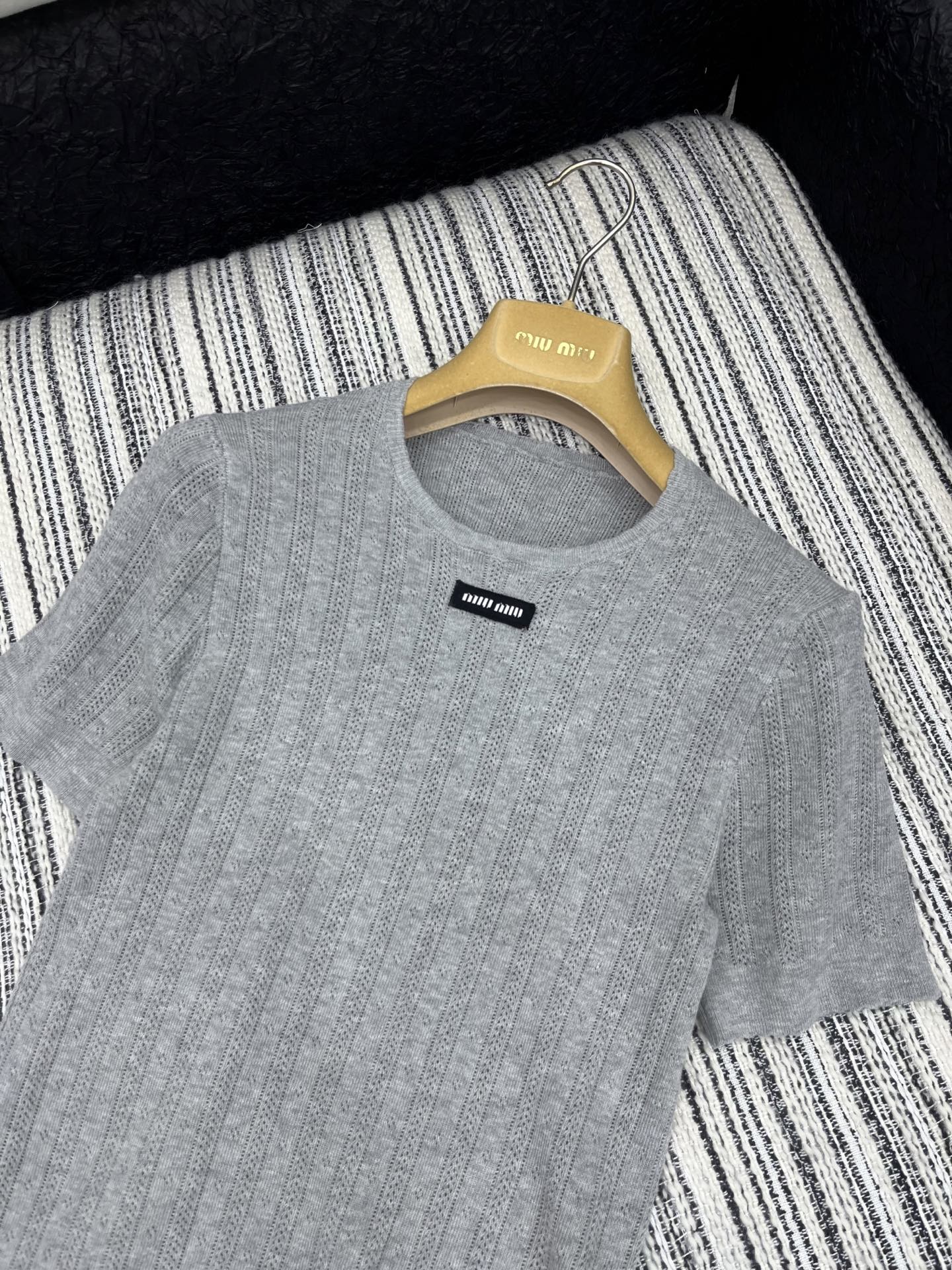 2025SS Spring and Summer New Round Neck Crochet Short Sleeves