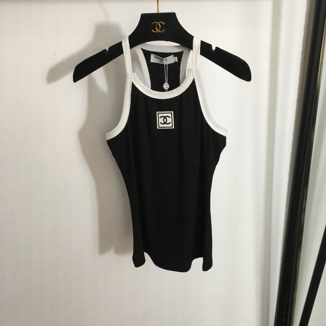 25 Summer new logo offset printing contrasting color bottoming vest