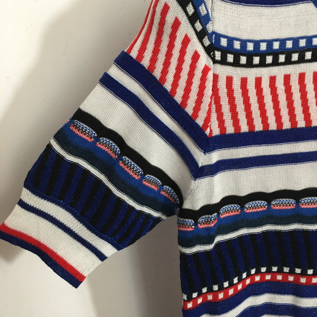 25 Summer New Contrast Striped Hip Slim Fit Knitted Short Sleeve Dress