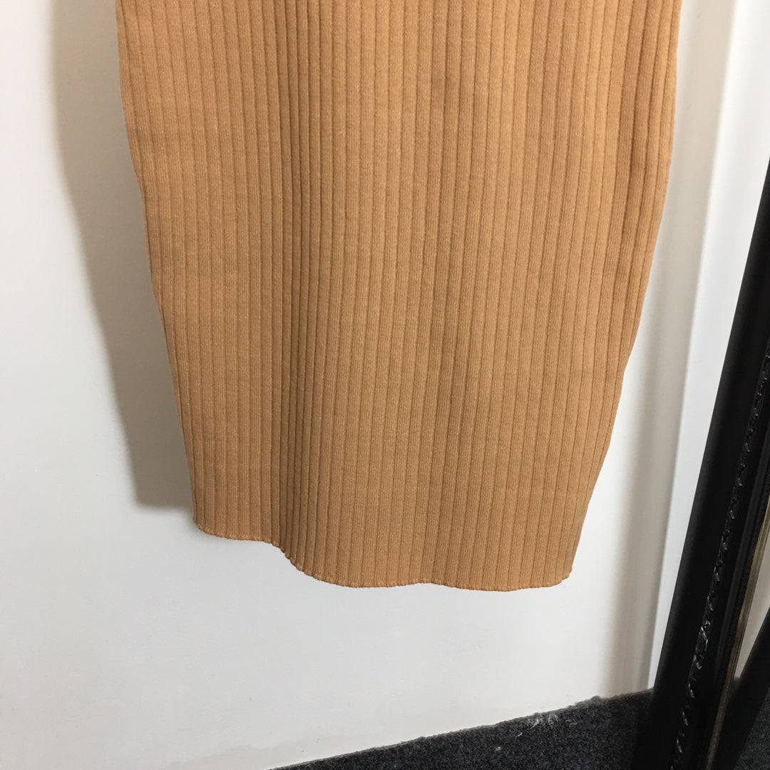 25 Summer New Metal Button Slim Fit Elastic Knit Suspender Dress