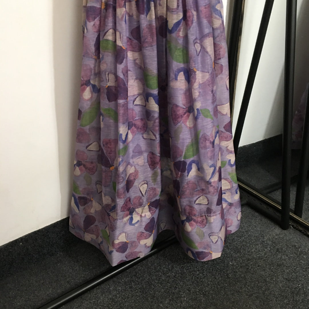 25 Summer new flower print elegant temperament bow suspender dress