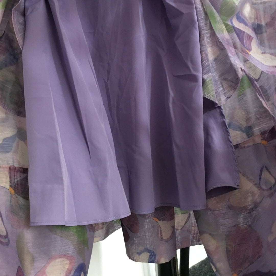 25 Summer new flower print elegant temperament bow suspender dress