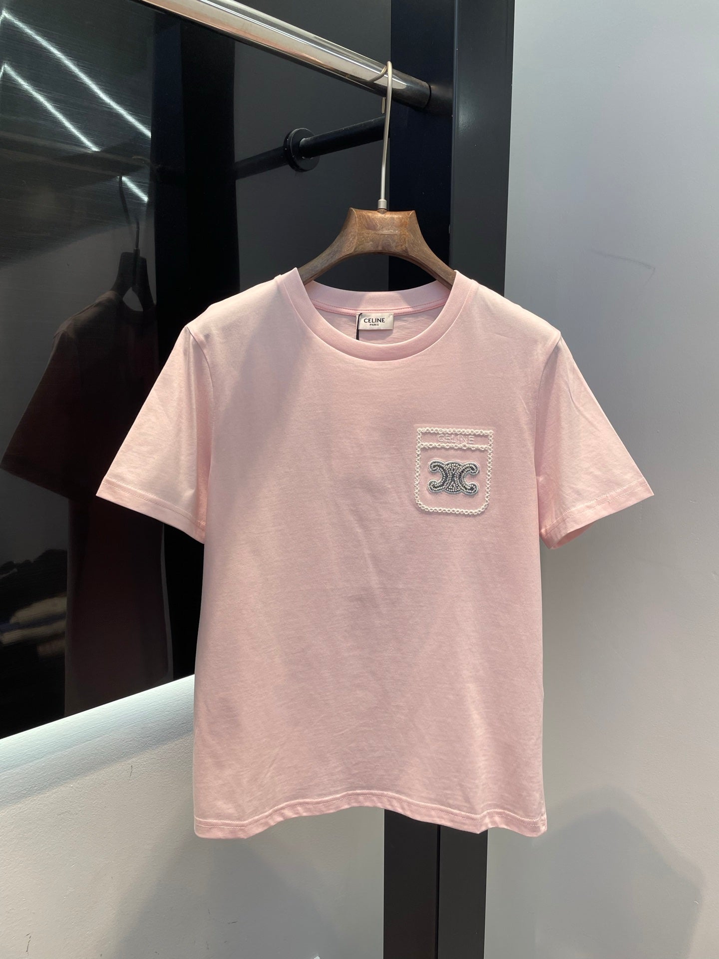 25 Summer new long-sleeved diamond simple letter logo round neck T-shirt