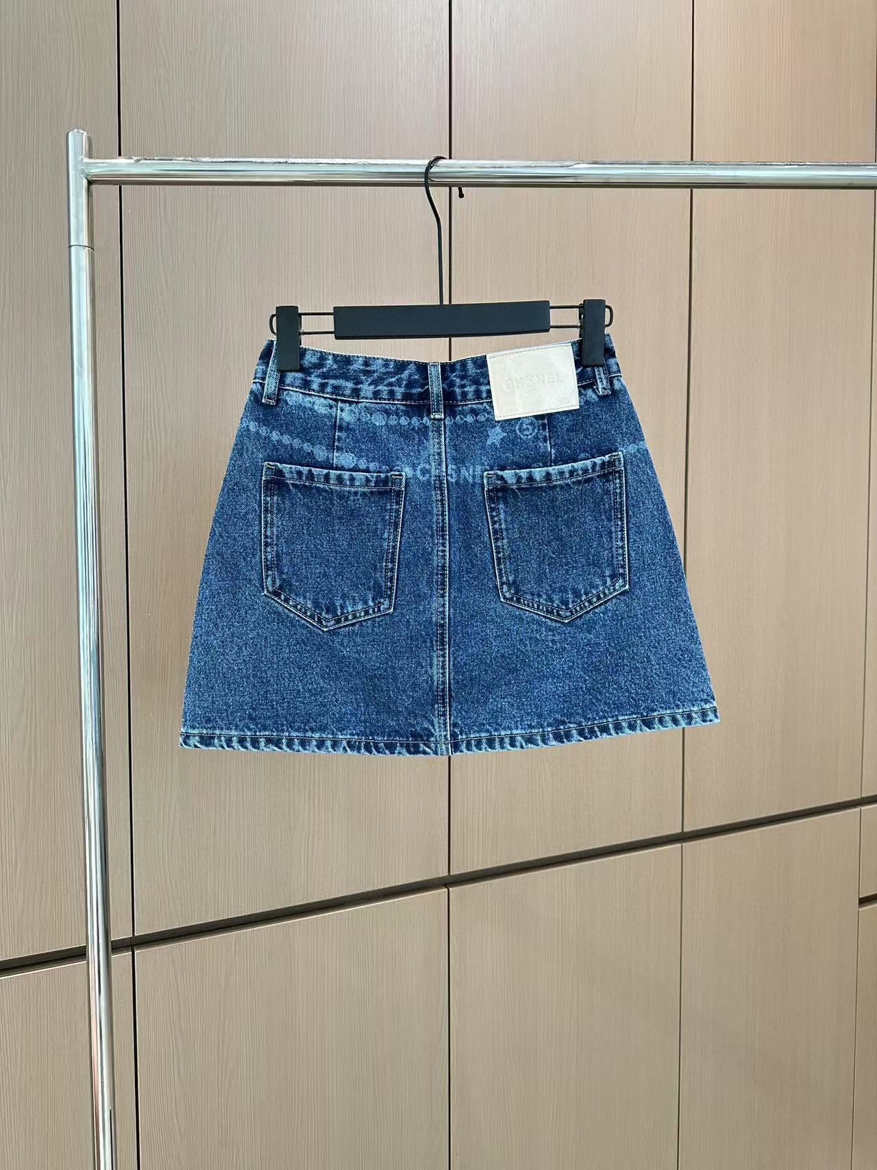 C 25 Printed Denim Half Skirt