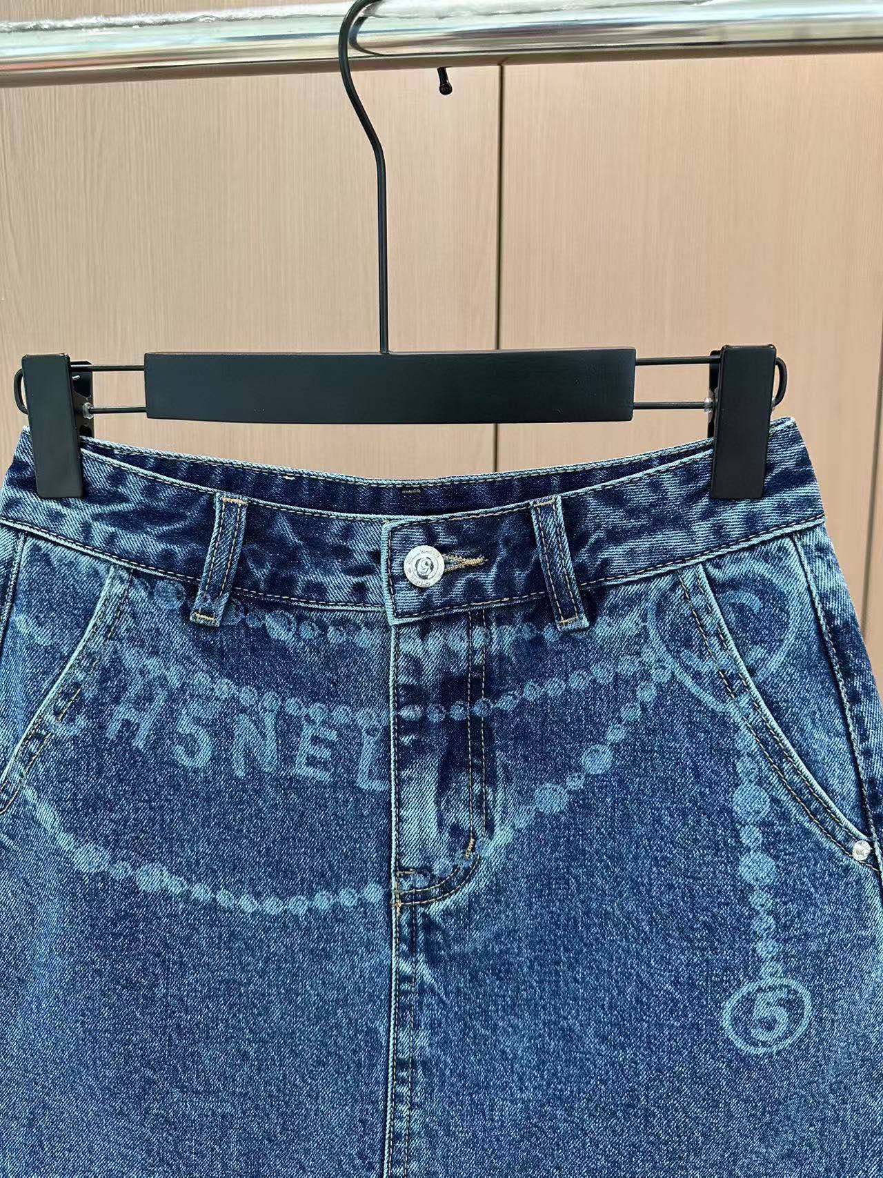 C 25 Printed Denim Half Skirt