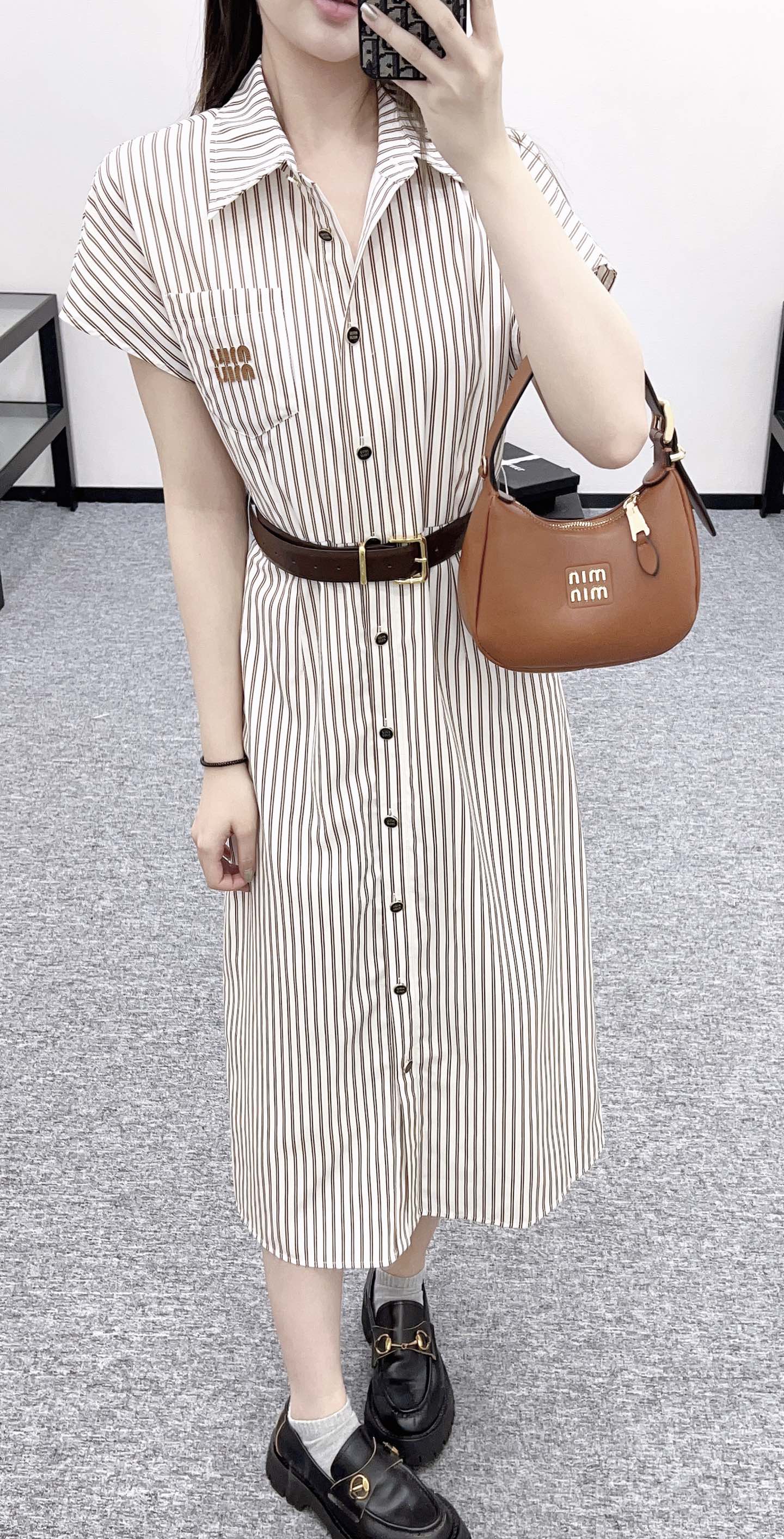 2025 Summer New Striped Belt Dress