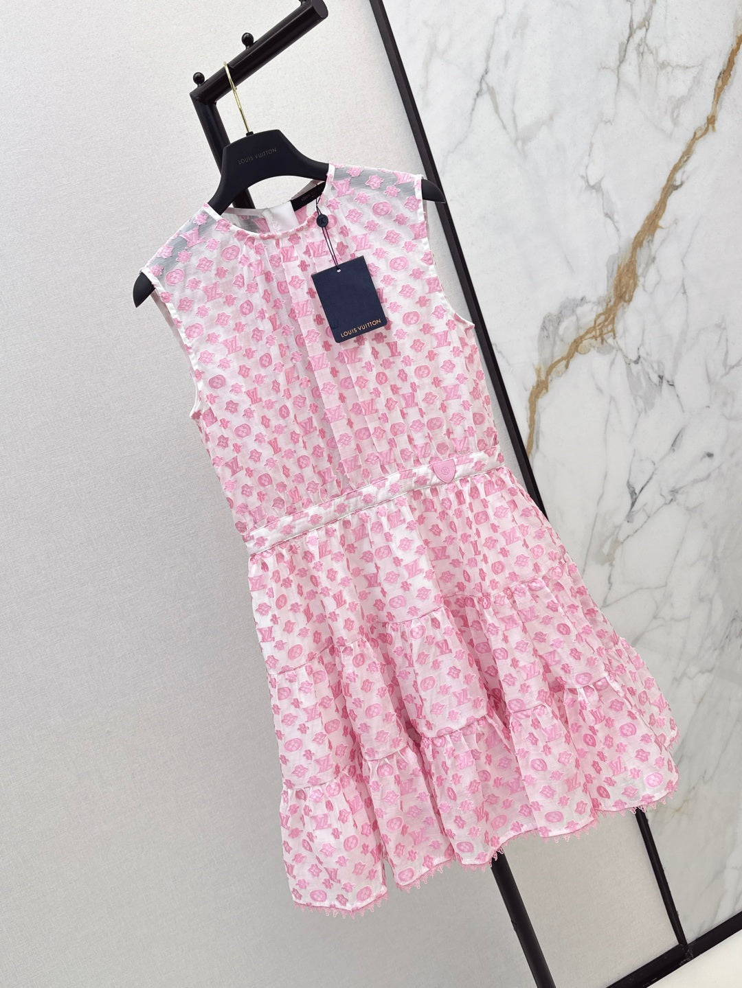 25Ss Spring and Summer New Jacquard Micro-transparent Round Neck Sleeveless Dress