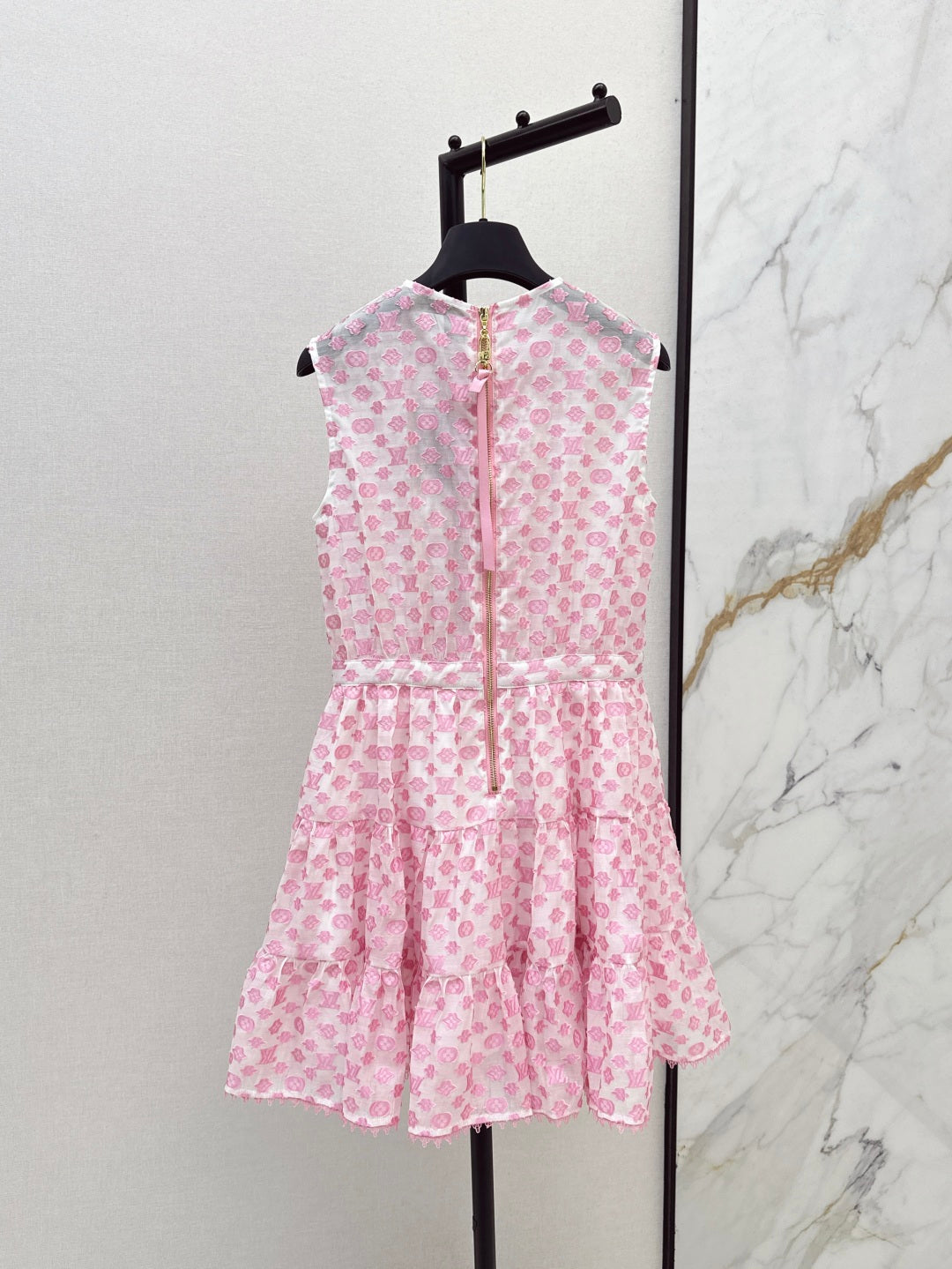 25Ss Spring and Summer New Jacquard Micro-transparent Round Neck Sleeveless Dress