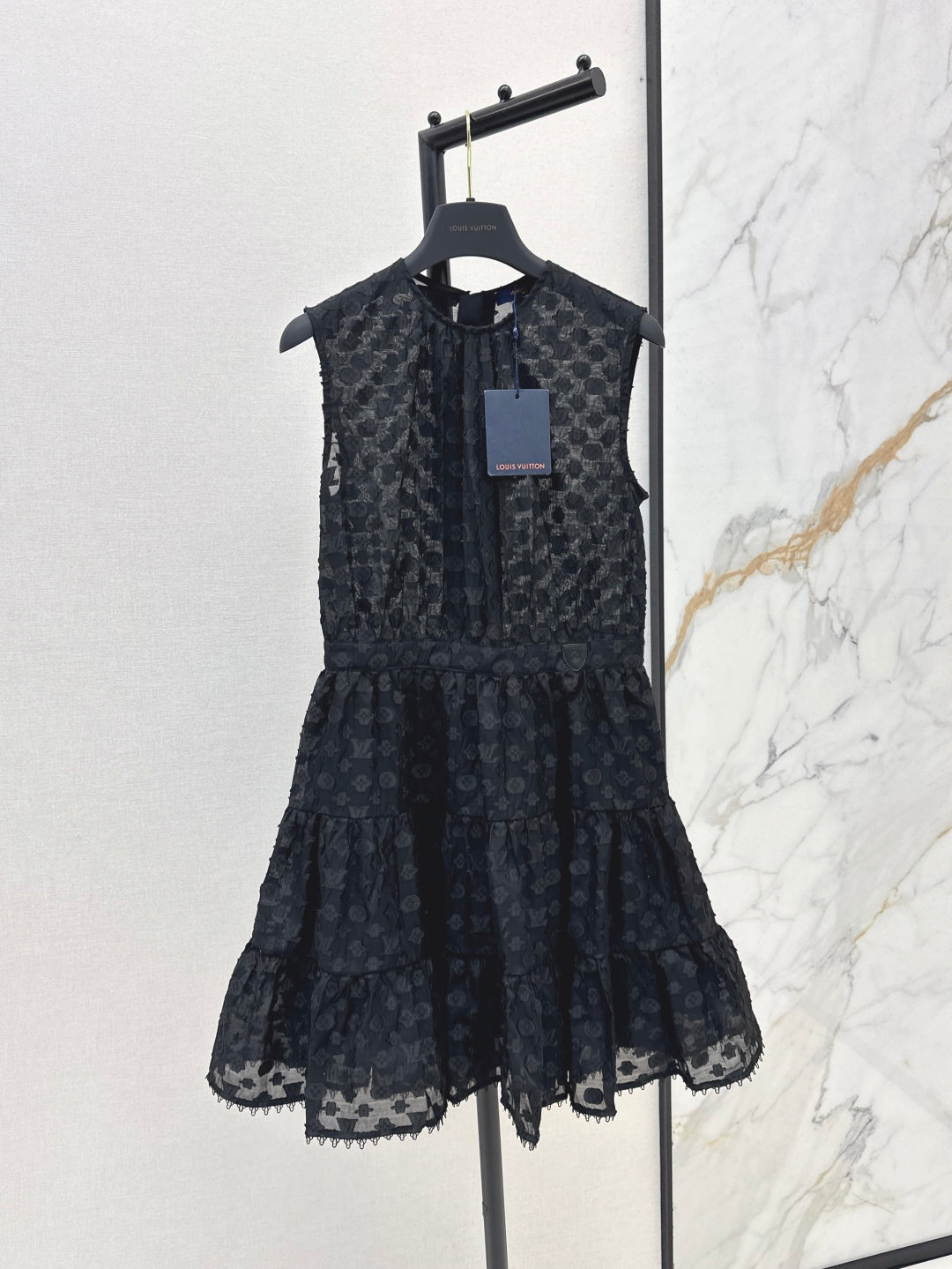 25Ss Spring and Summer New Jacquard Micro-transparent Round Neck Sleeveless Dress