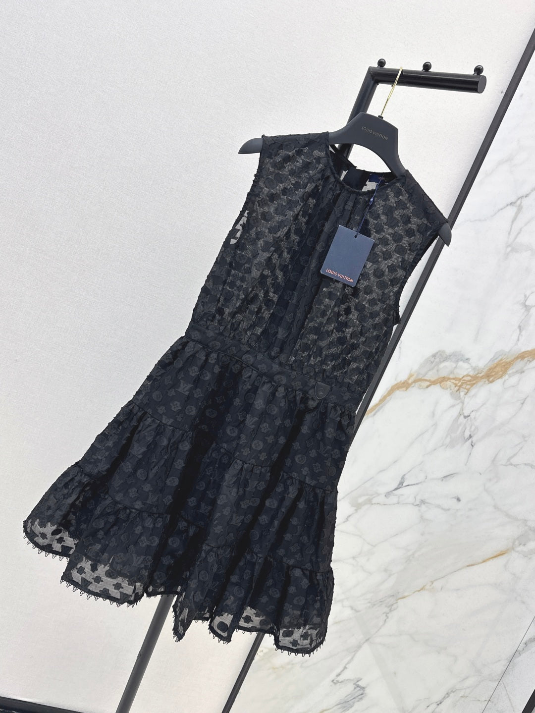 25Ss Spring and Summer New Jacquard Micro-transparent Round Neck Sleeveless Dress