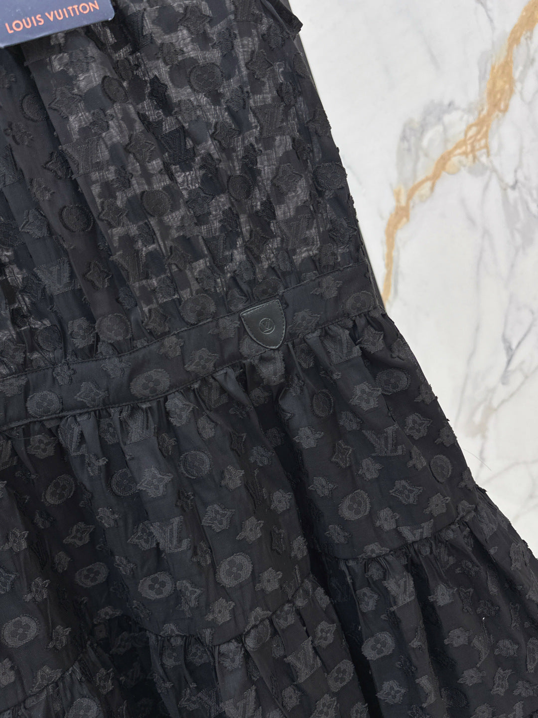 25Ss Spring and Summer New Jacquard Micro-transparent Round Neck Sleeveless Dress