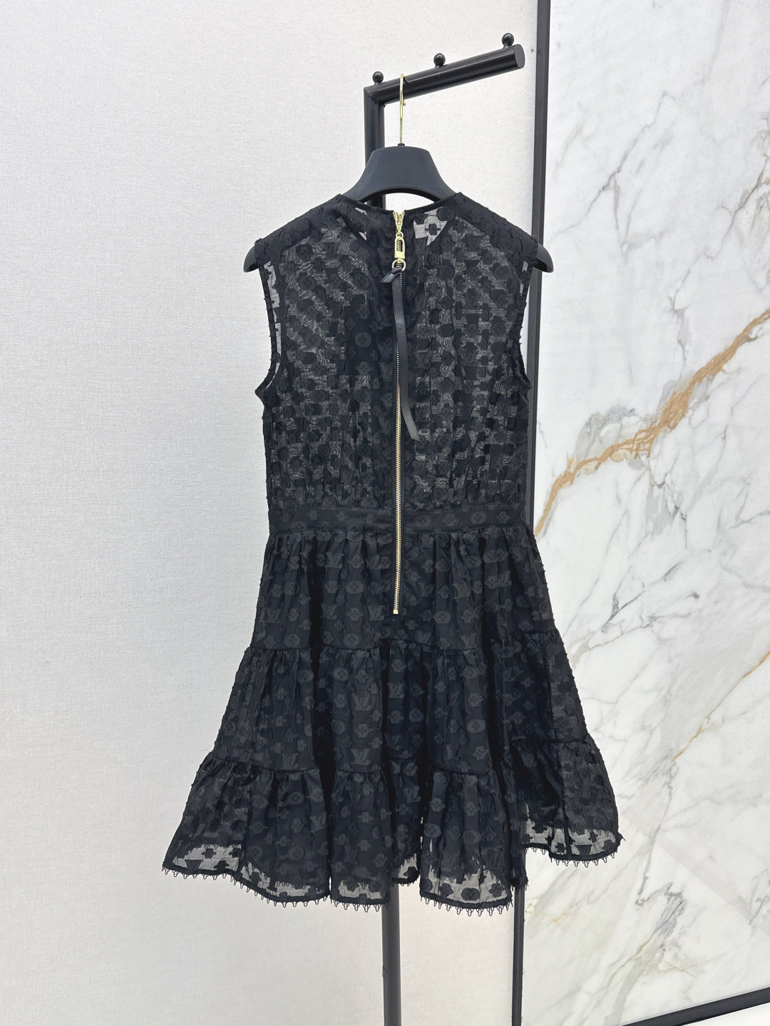 25Ss Spring and Summer New Jacquard Micro-transparent Round Neck Sleeveless Dress