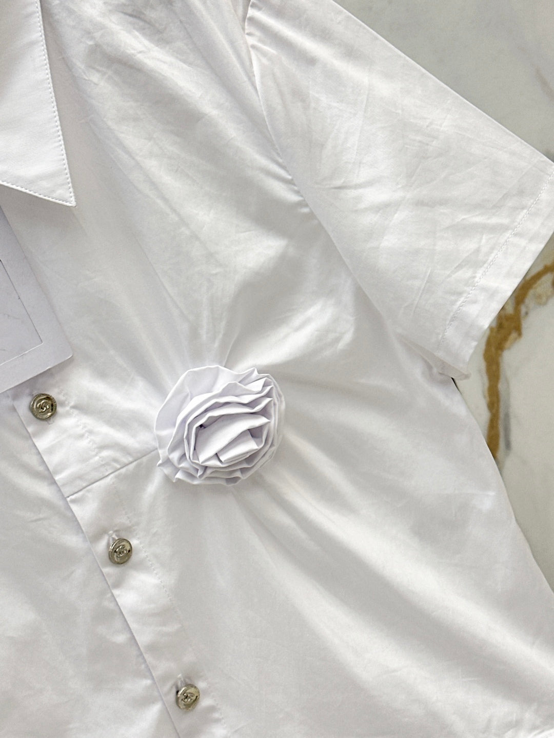 25 Spring and Summer Latest Three-Dimensional Flower Short-Sleeved Shirt