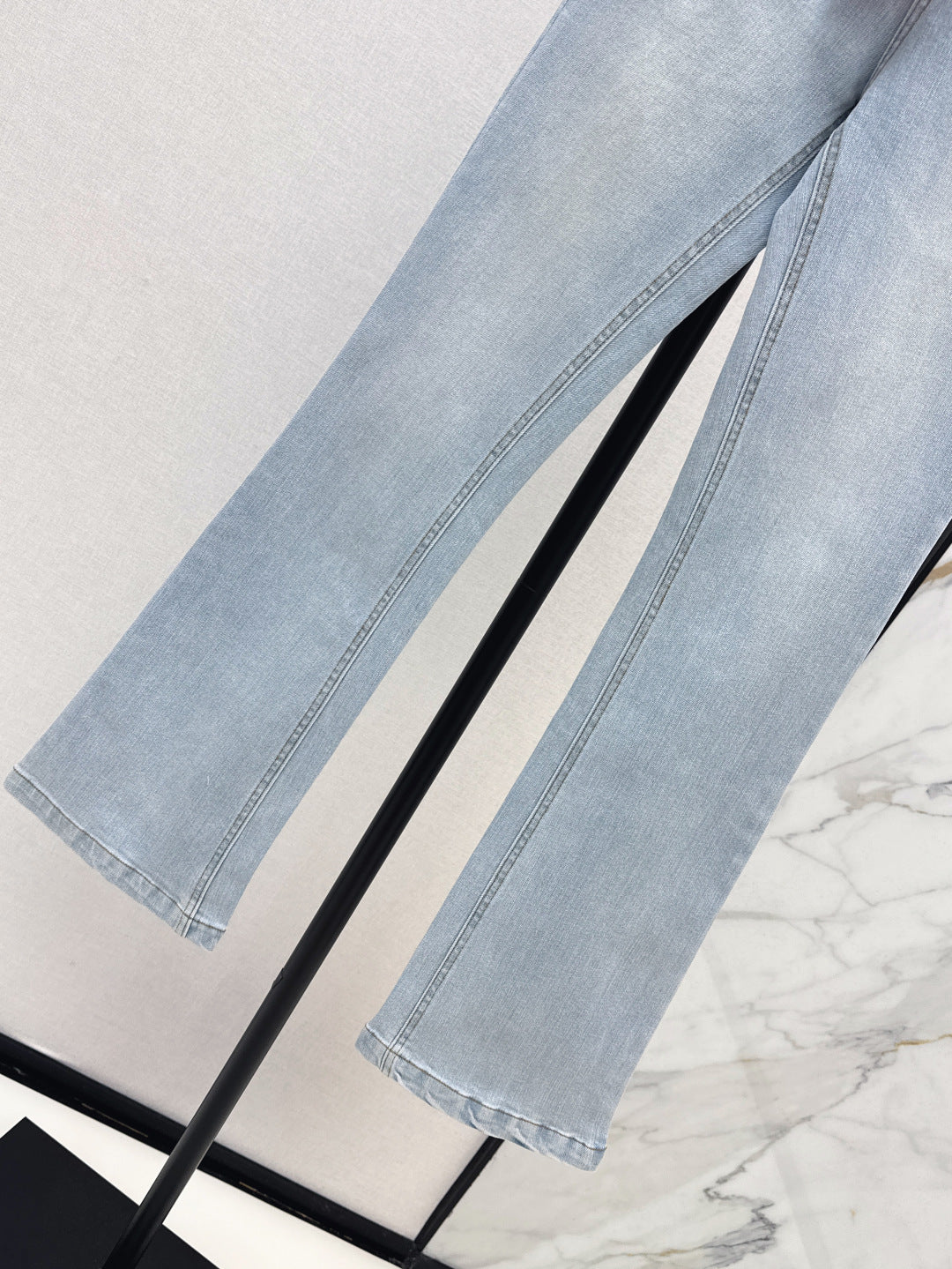 25Ss Spring and Summer New Silk Scarf Ribbon High Waist Slim Jeans