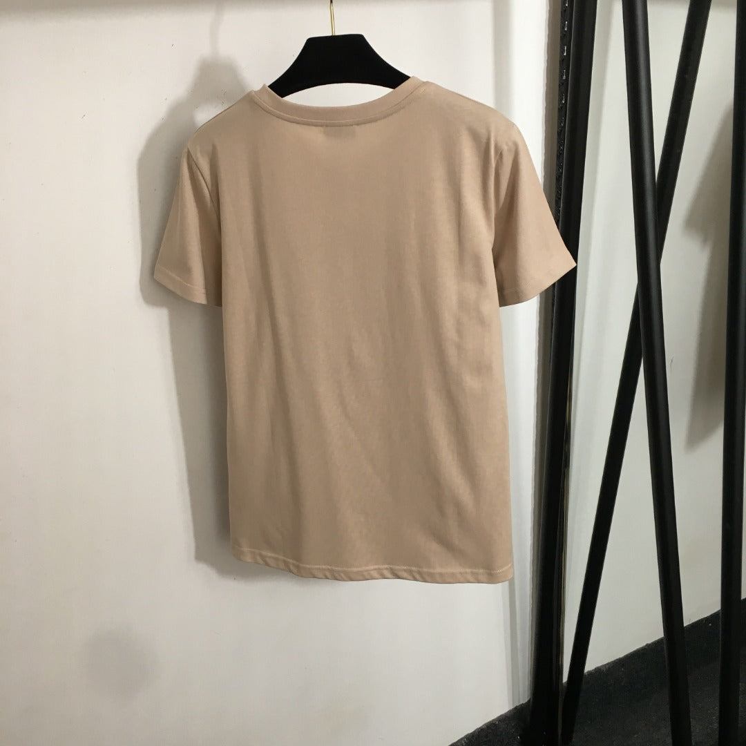 2025 Summer New Logo Letter Patch Casual Short Sleeve T-shirt
